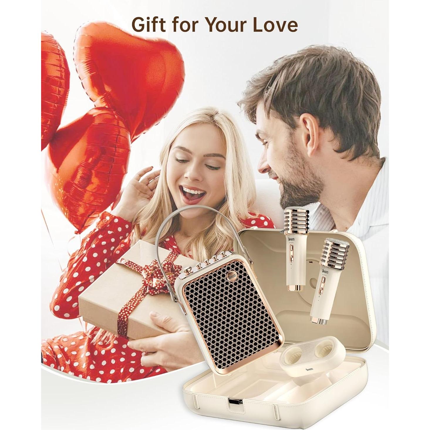 Songbird-HQ2 Karaoke Machine with 2 Wireless Microphones,50W Sound Bluetooth Speaker for Adults Girls Boys,Audio Mixer Karaoke System for Home Outdoor,Support TF/AUX/USB,Gift for All Ages