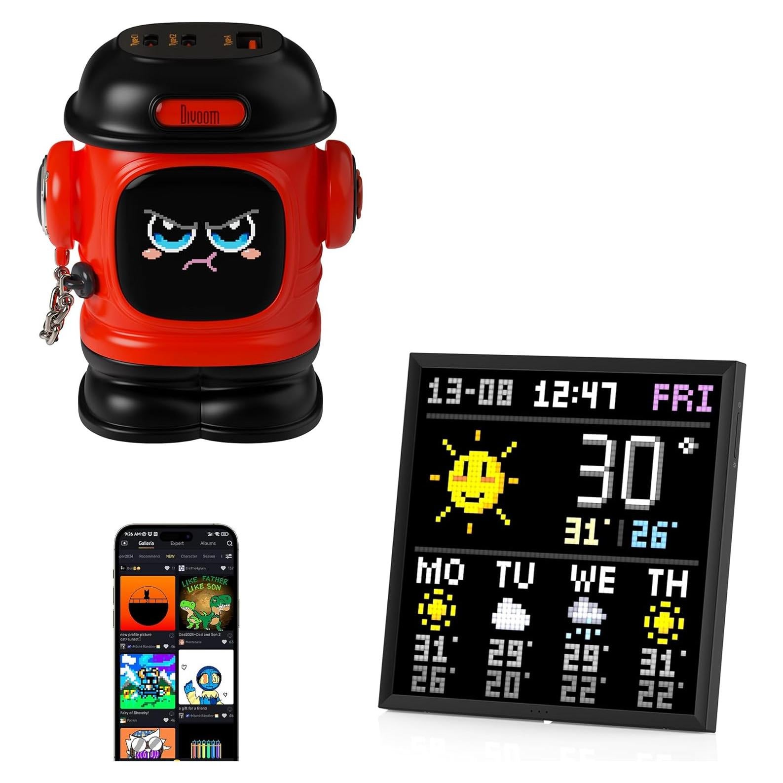 Cargador Rápido 65W Dipow + Marco Digital Divoom Pixel