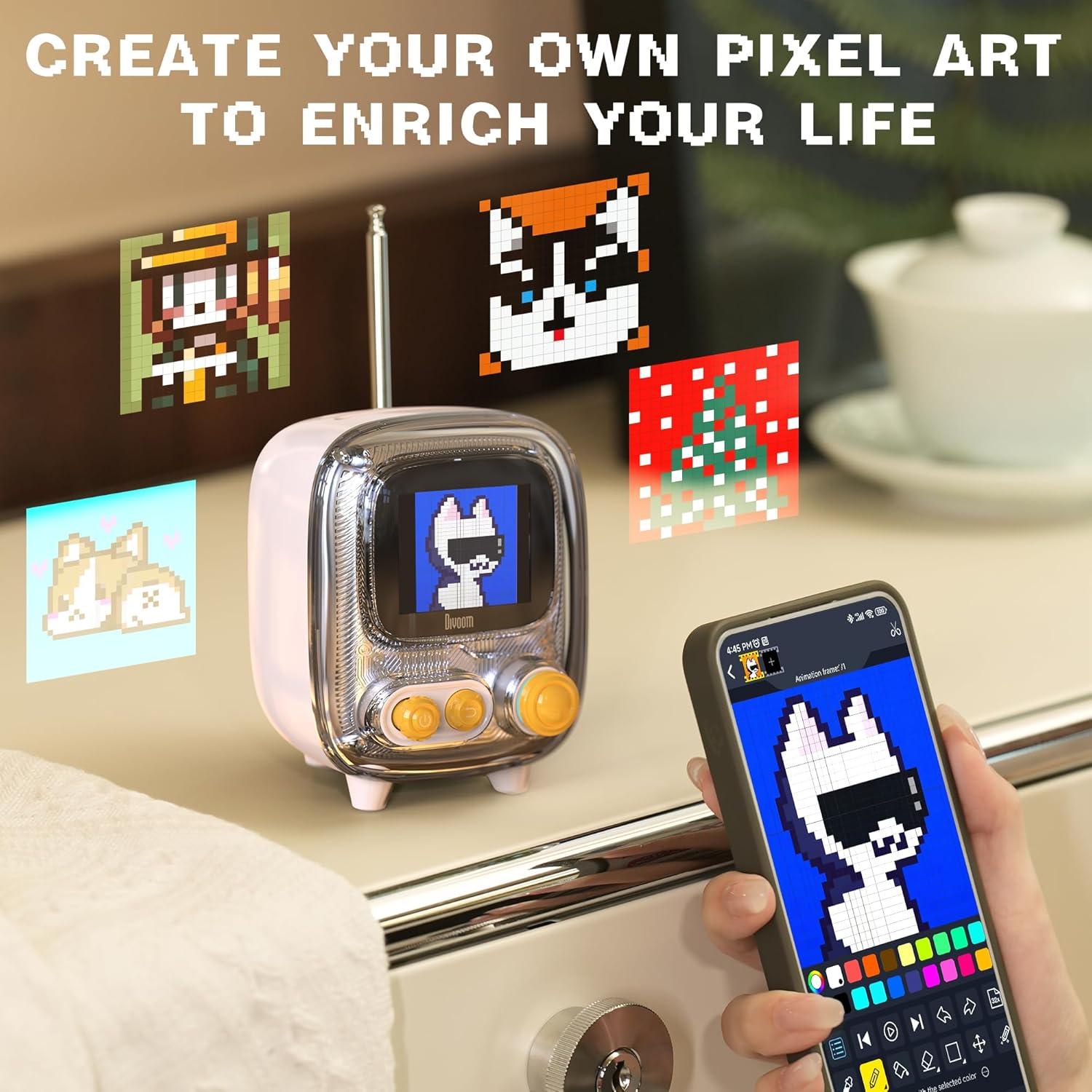 Altavoz Bluetooth Divoom Ditoo y Tiivoo-2 Rosa con Radio FM