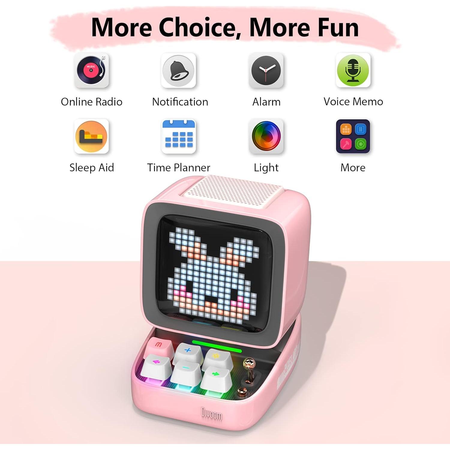 Altavoz Bluetooth Divoom Ditoo y Tiivoo-2 Rosa con Radio FM