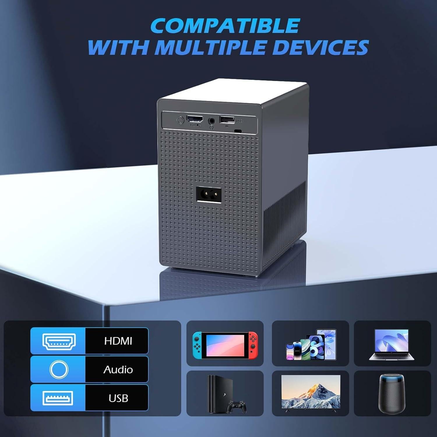 Proyector Mini KisPoy 4K Portátil Wifi Bluetooth 1080P 15000 Lúmenes