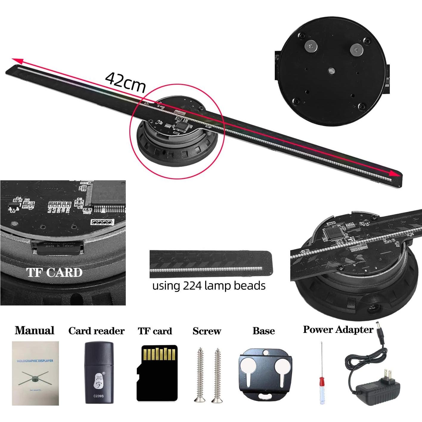 Ventilador Holográfico 3D Missyou 42cm HD con Control Remoto y WiFi