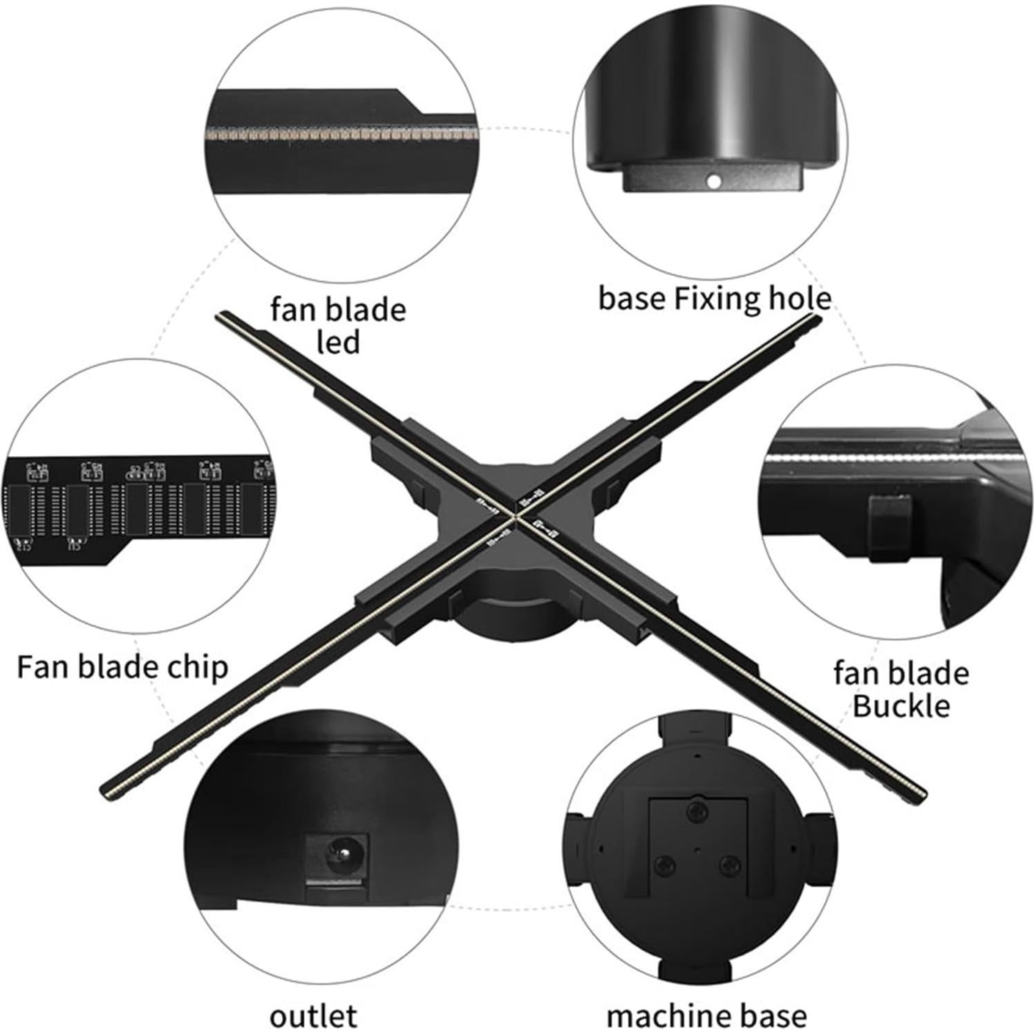 Ventilador Holográfico 3D YSTEROKS 50cm LED Alta Definición