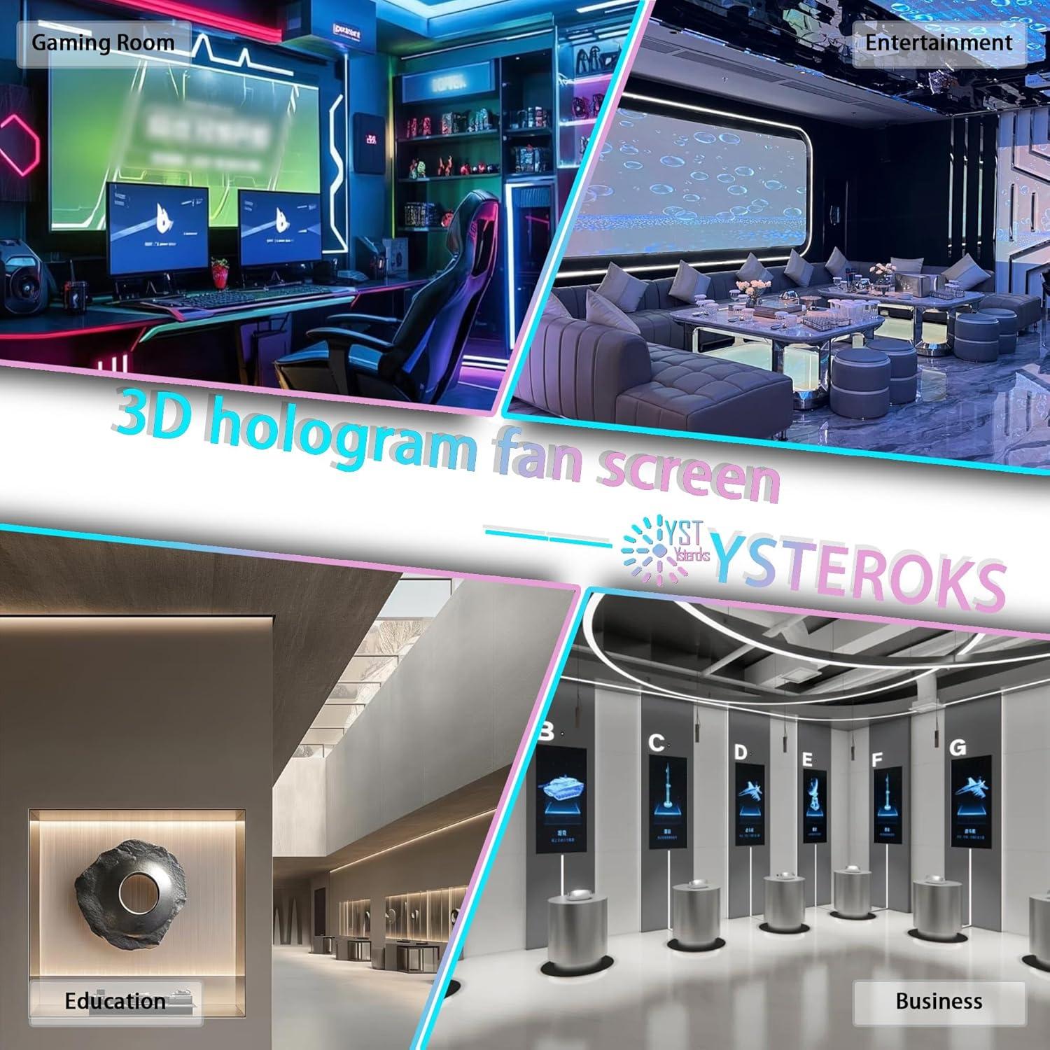 Ventilador Holográfico 3D YSTEROKS 50cm LED Alta Definición