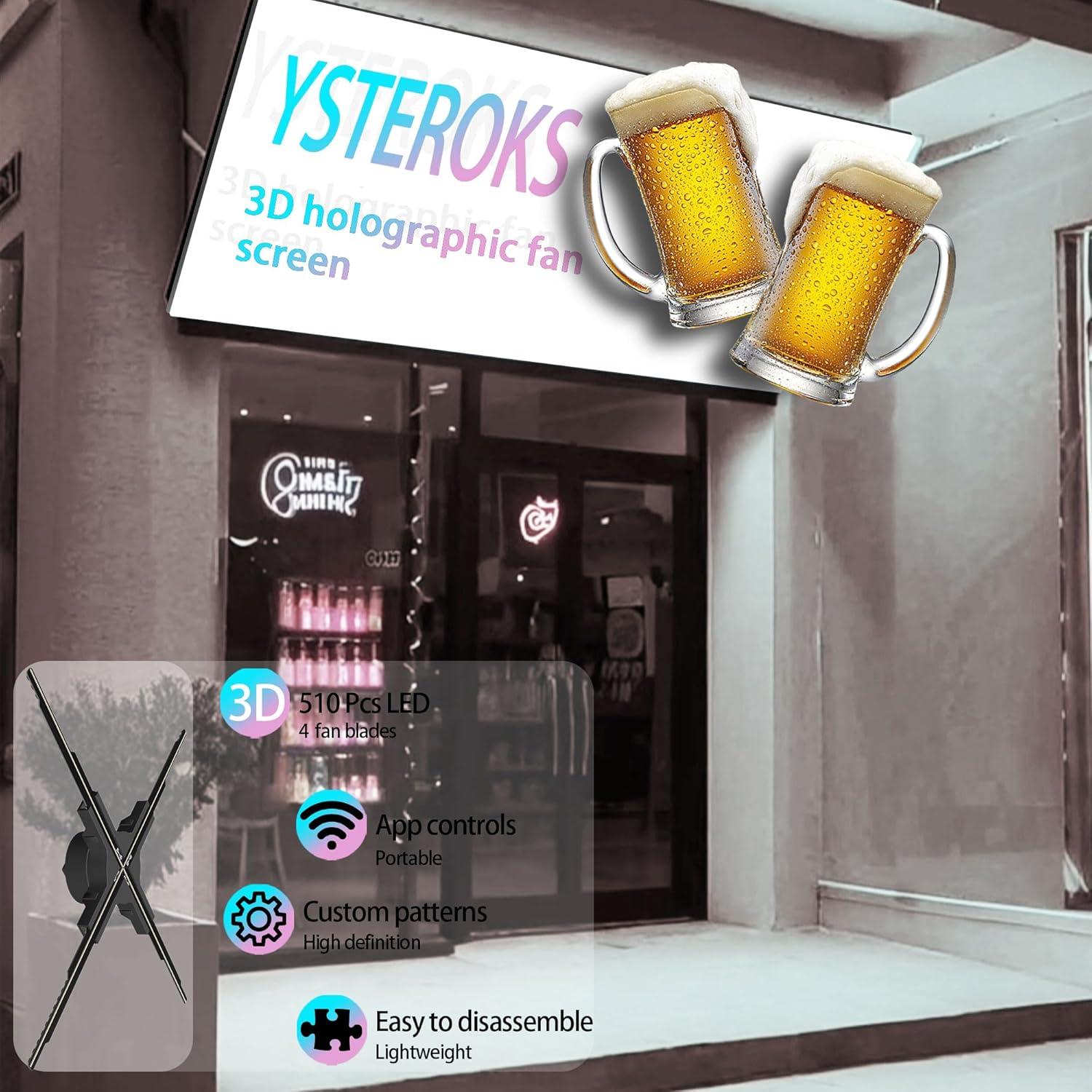 Ventilador Holográfico 3D YSTEROKS 50cm LED Alta Definición