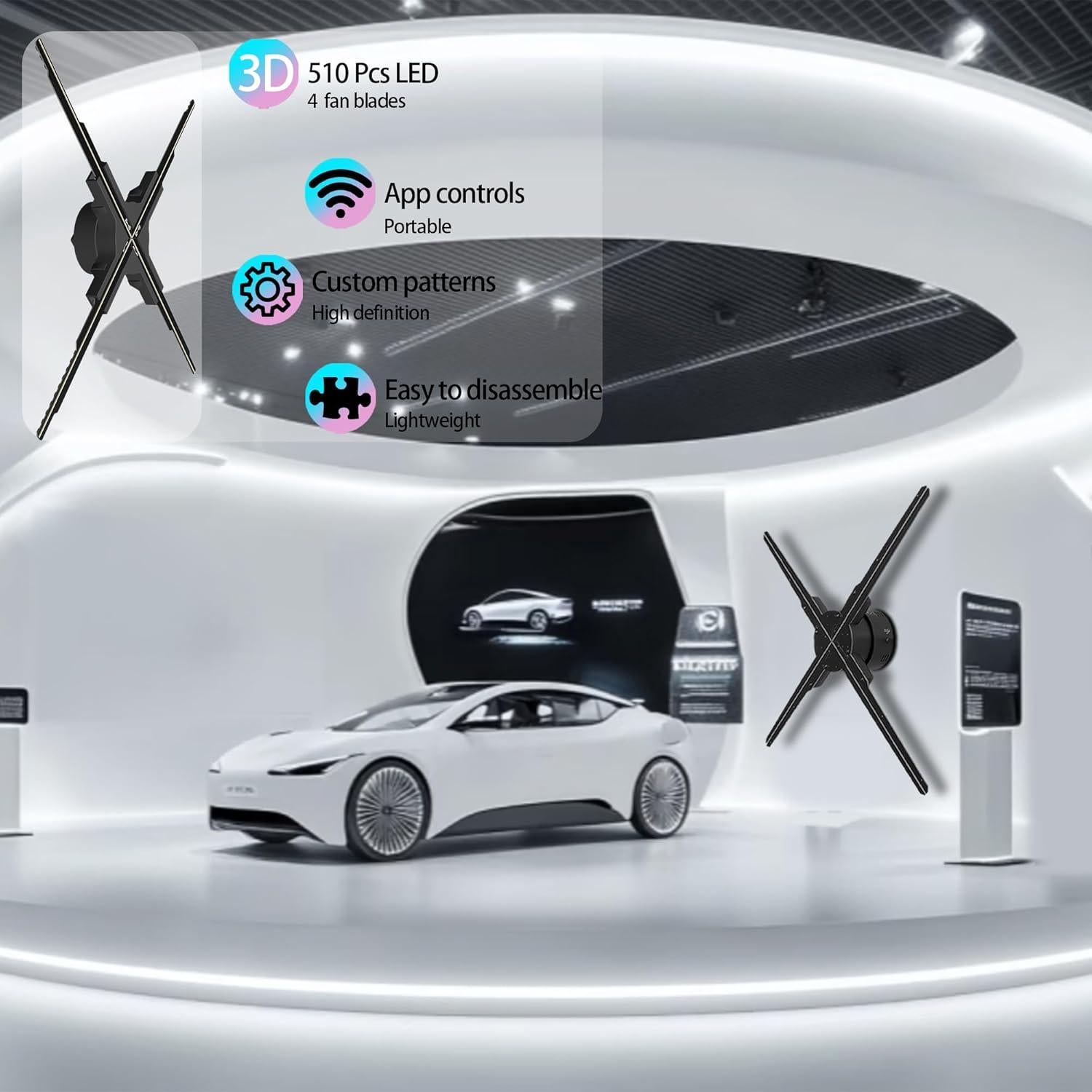 Ventilador Holográfico 3D YSTEROKS 50cm LED Alta Definición