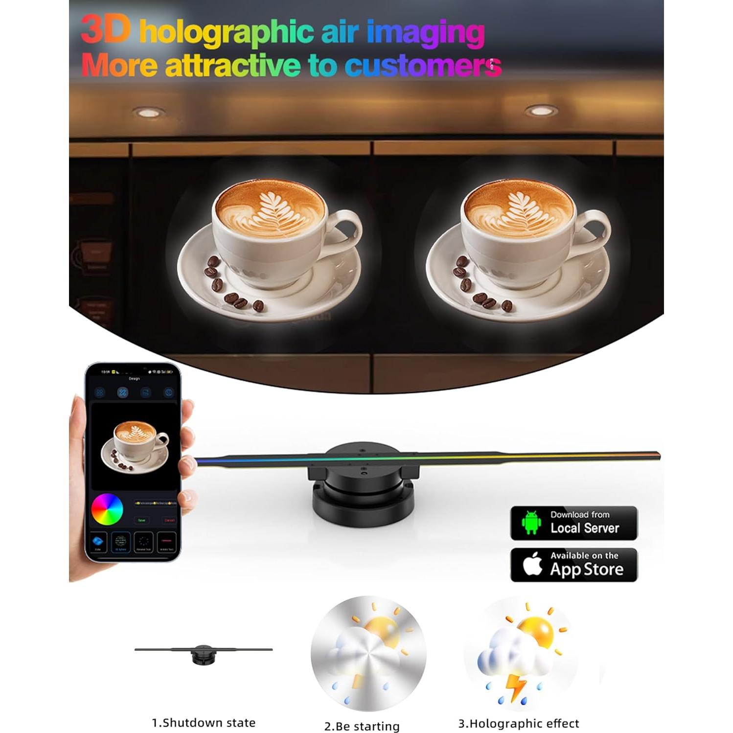 Ventilador Holográfico 3D HAVIsikr 42cm HD Control Remoto