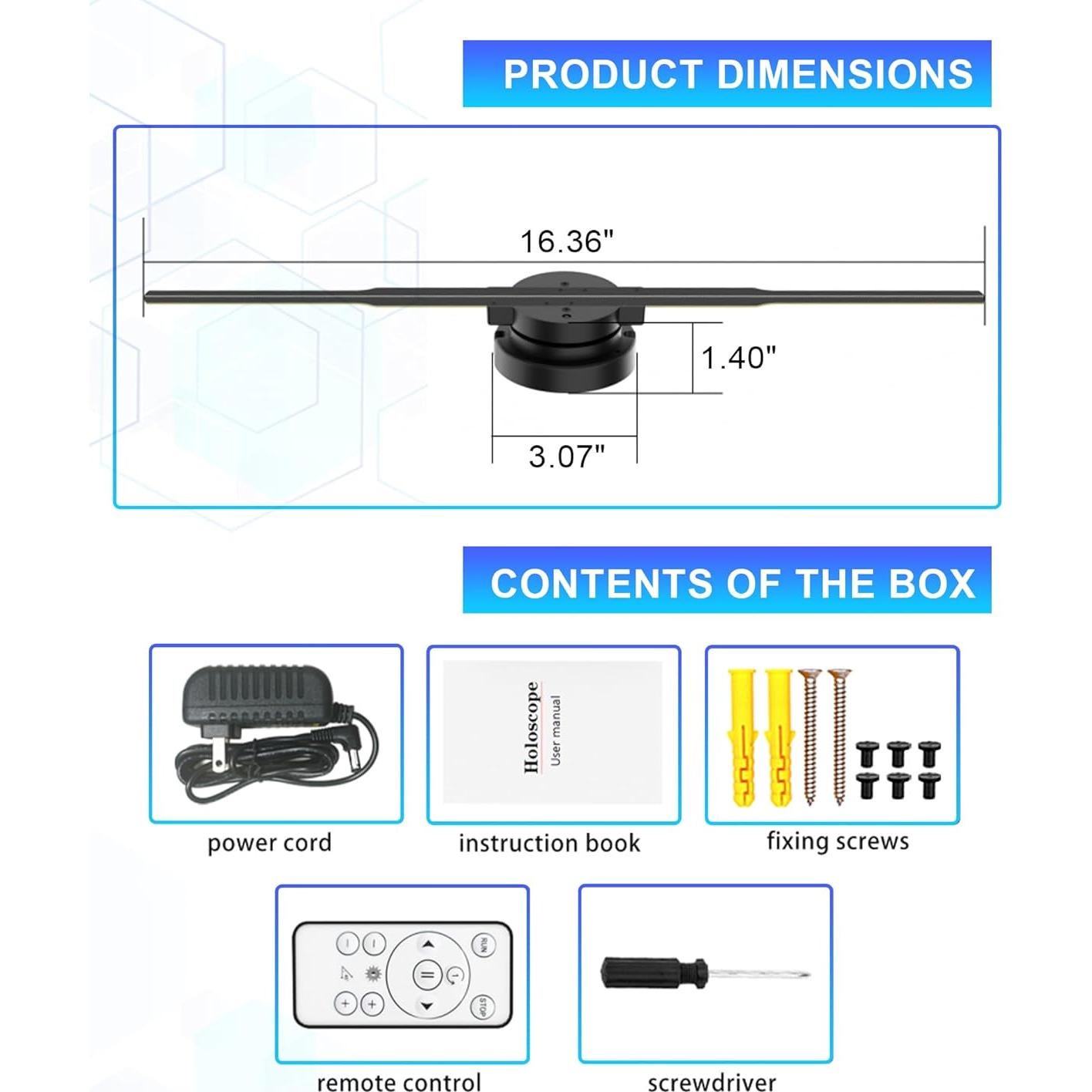 Ventilador Holográfico 3D HAVIsikr 42cm HD Control Remoto