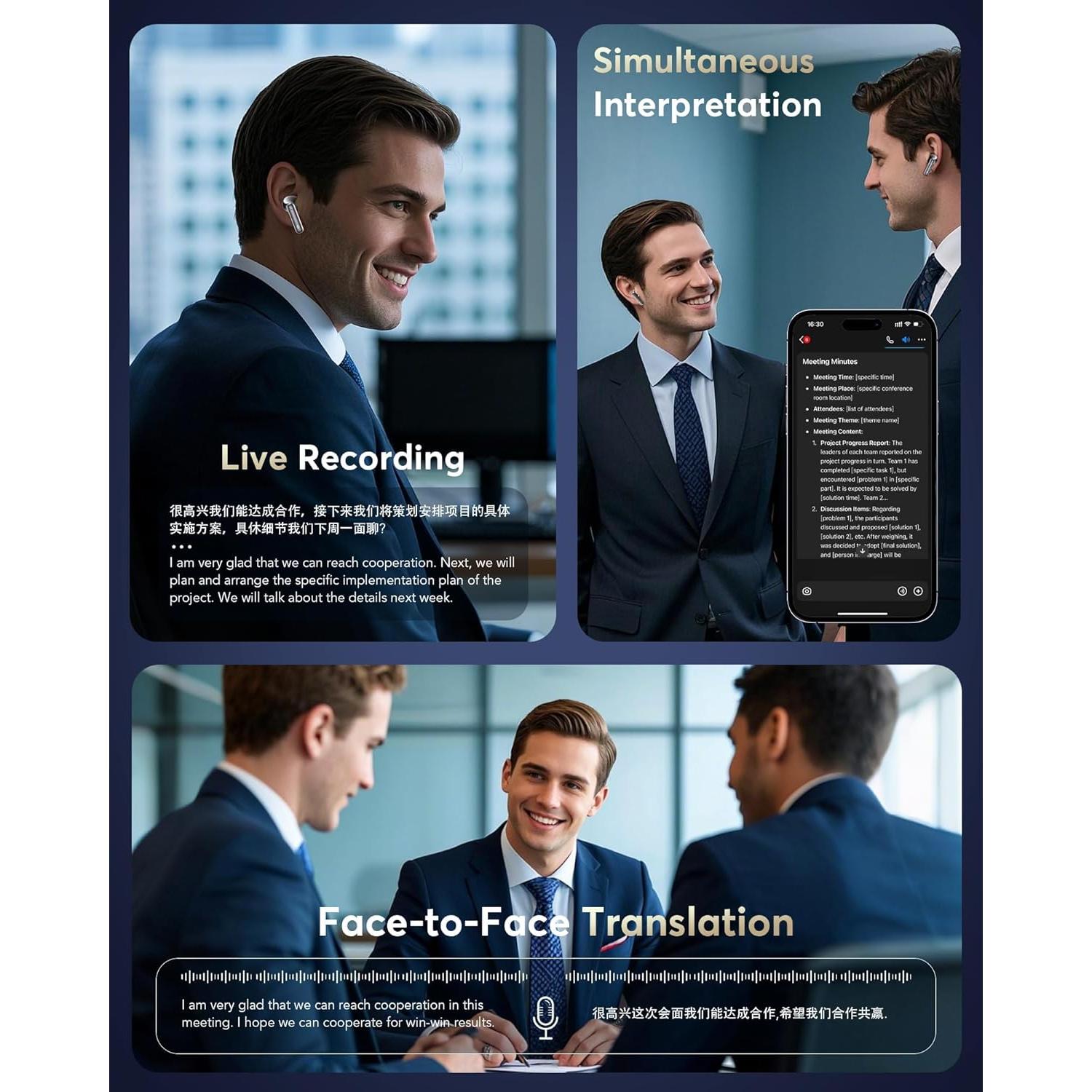 Auriculares Inalámbricos de Traducción AI Q10 - 36H, Bluetooth 5.4