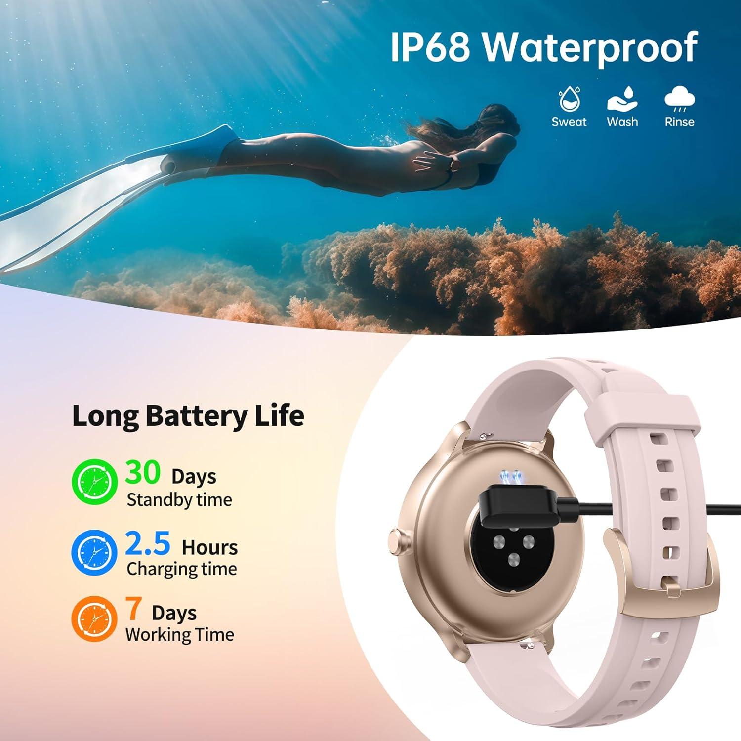 Reloj Inteligente KIBFLE DR03 Rosa con Llamadas y Fitness