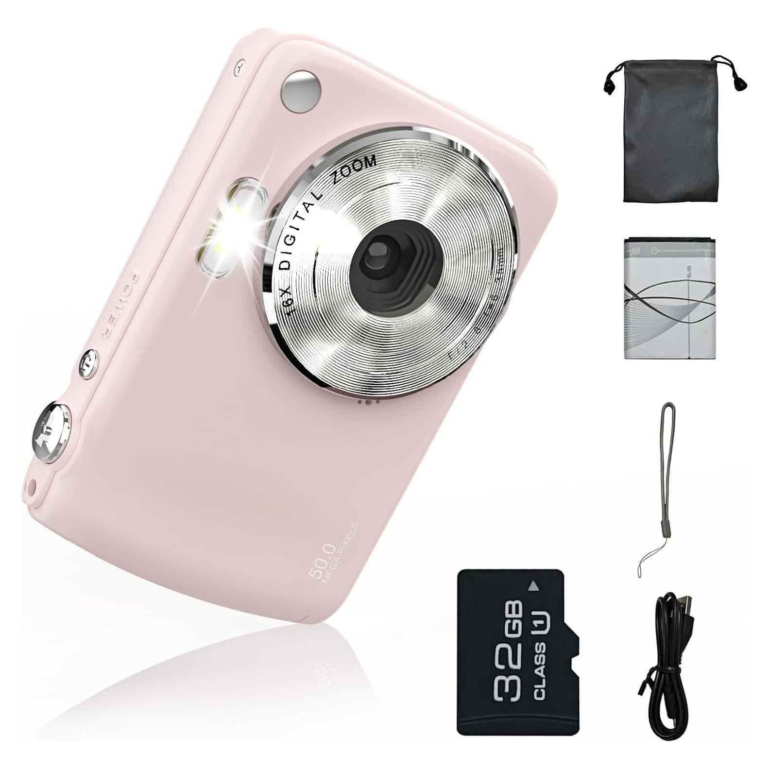 Cámara Digital Compacta YingCheng 50MP FHD 1080P Rosa