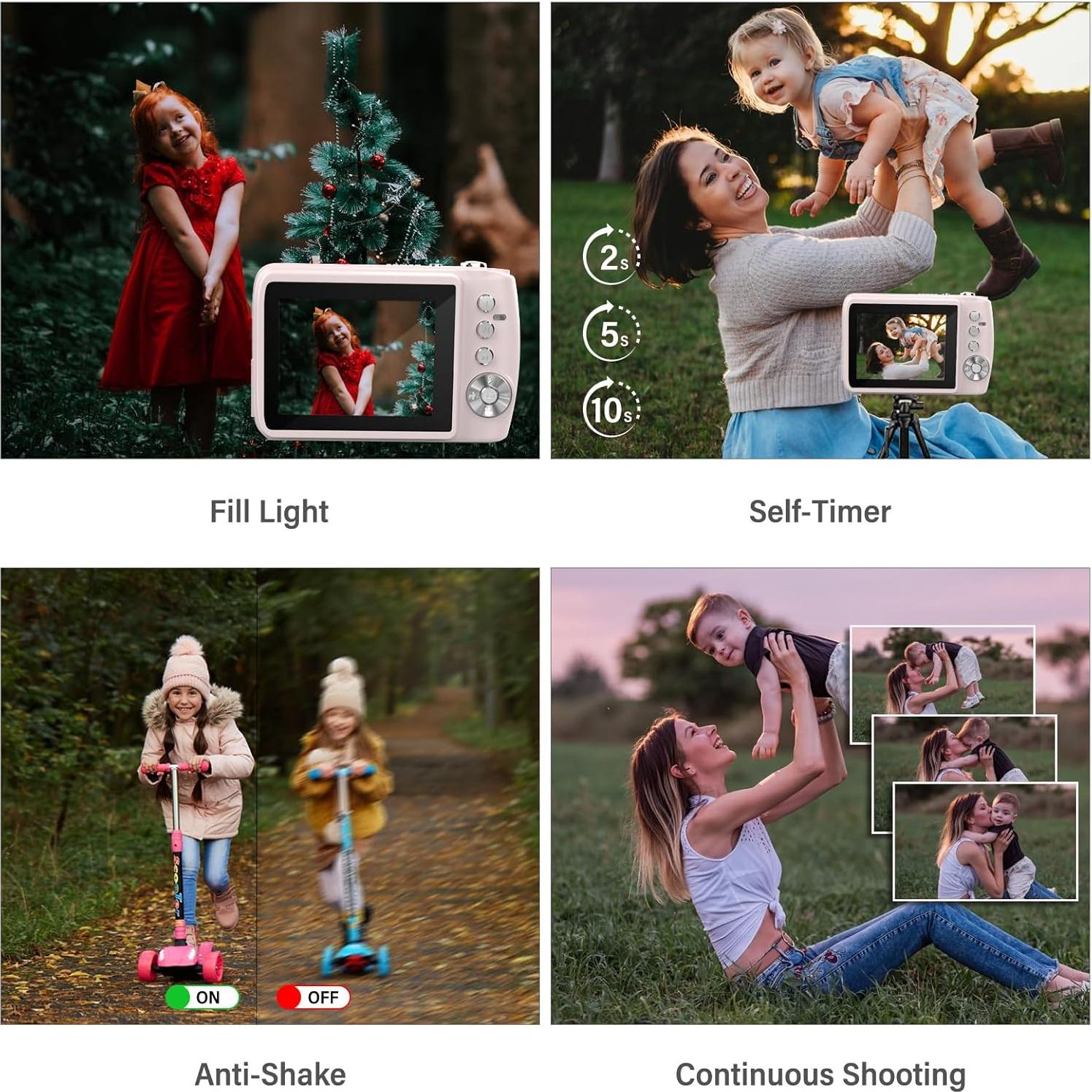 Cámara Digital Compacta YingCheng 50MP FHD 1080P Rosa