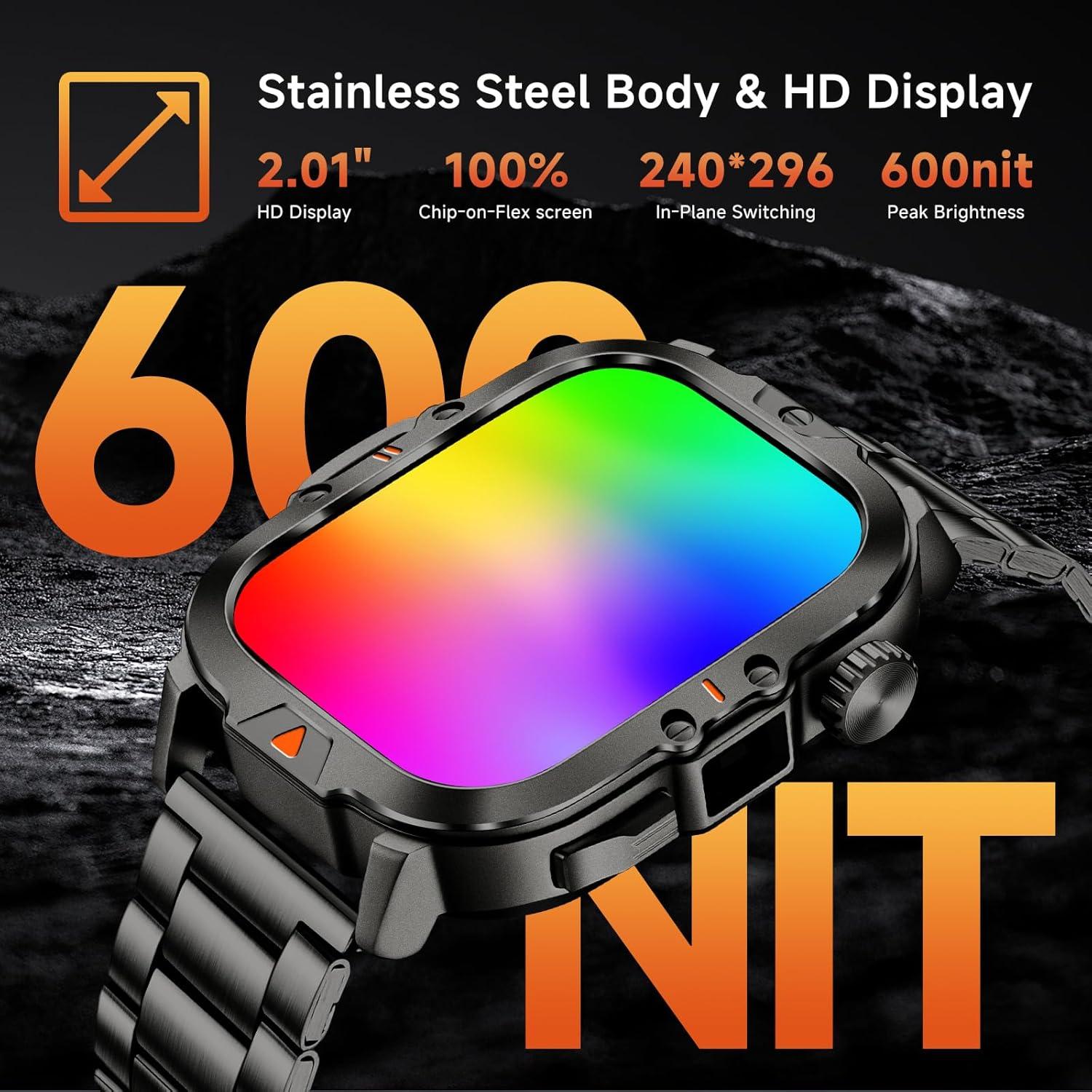 Reloj Inteligente Militar BRUBOSES V17 Negro 2.01" IP68 170+ Modos