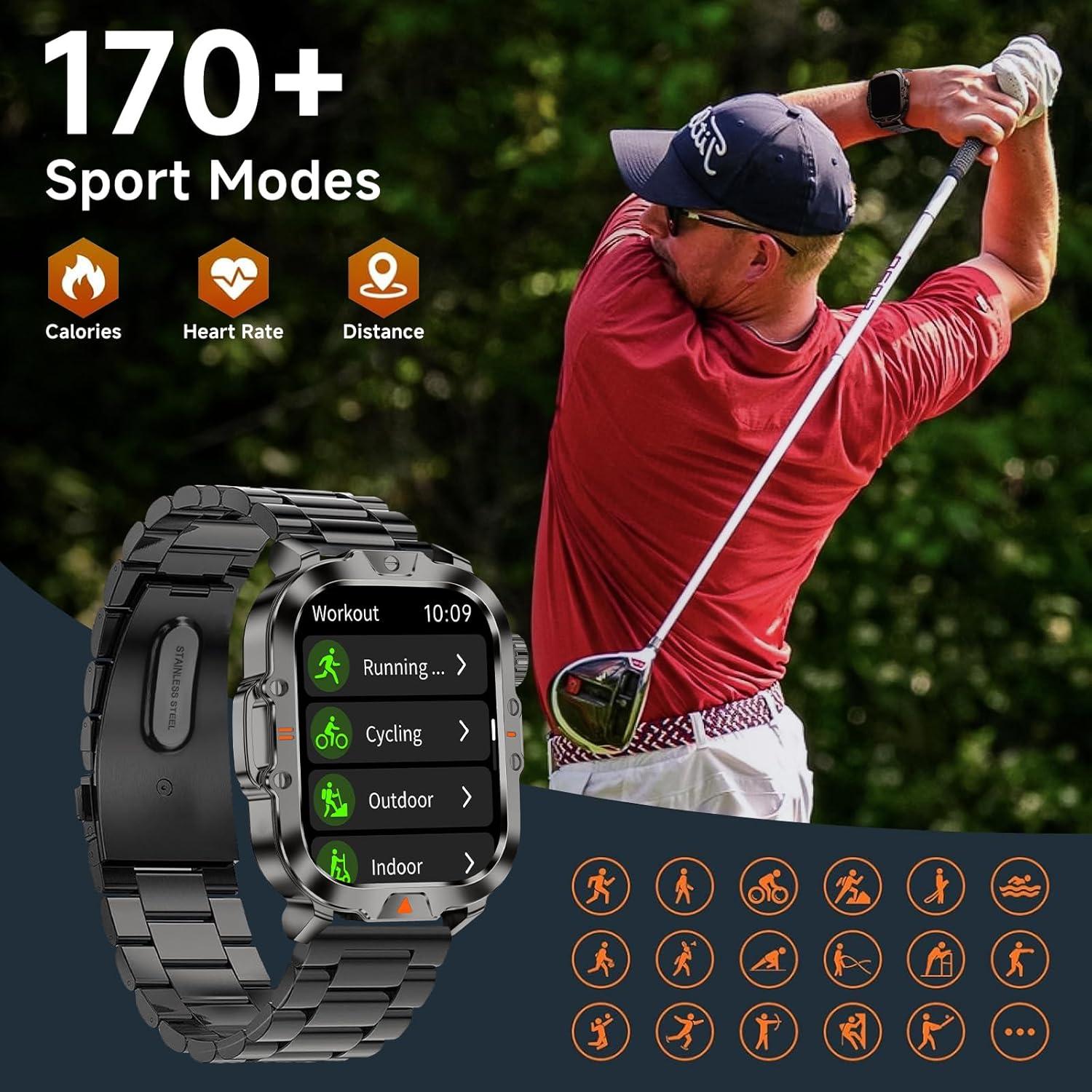 Reloj Inteligente Militar BRUBOSES V17 Negro 2.01" IP68 170+ Modos