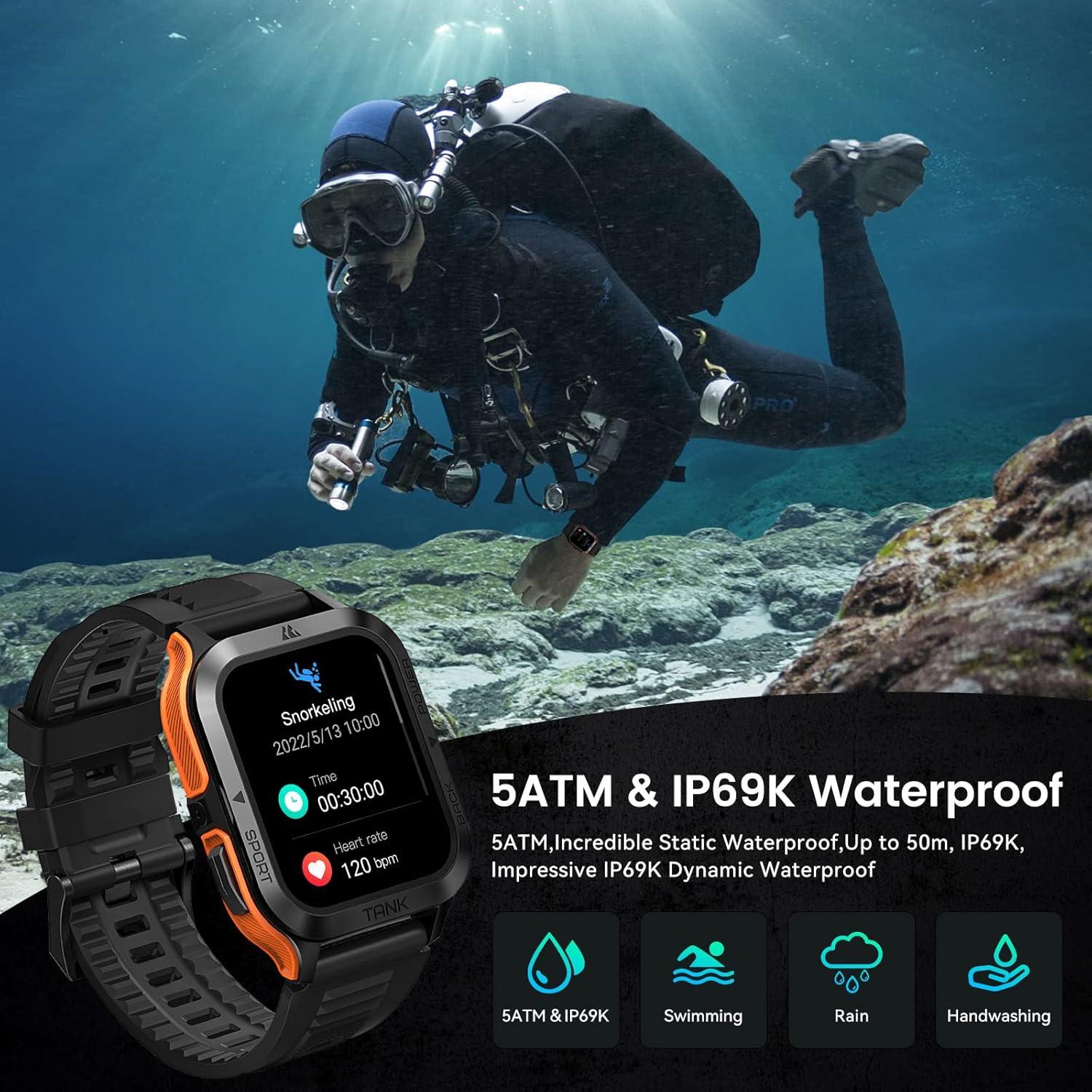 Reloj Inteligente AMAZTIM M2, Pantalla 1.85", 50M Impermeable, 60 Días Batería, Llamadas Bluetooth