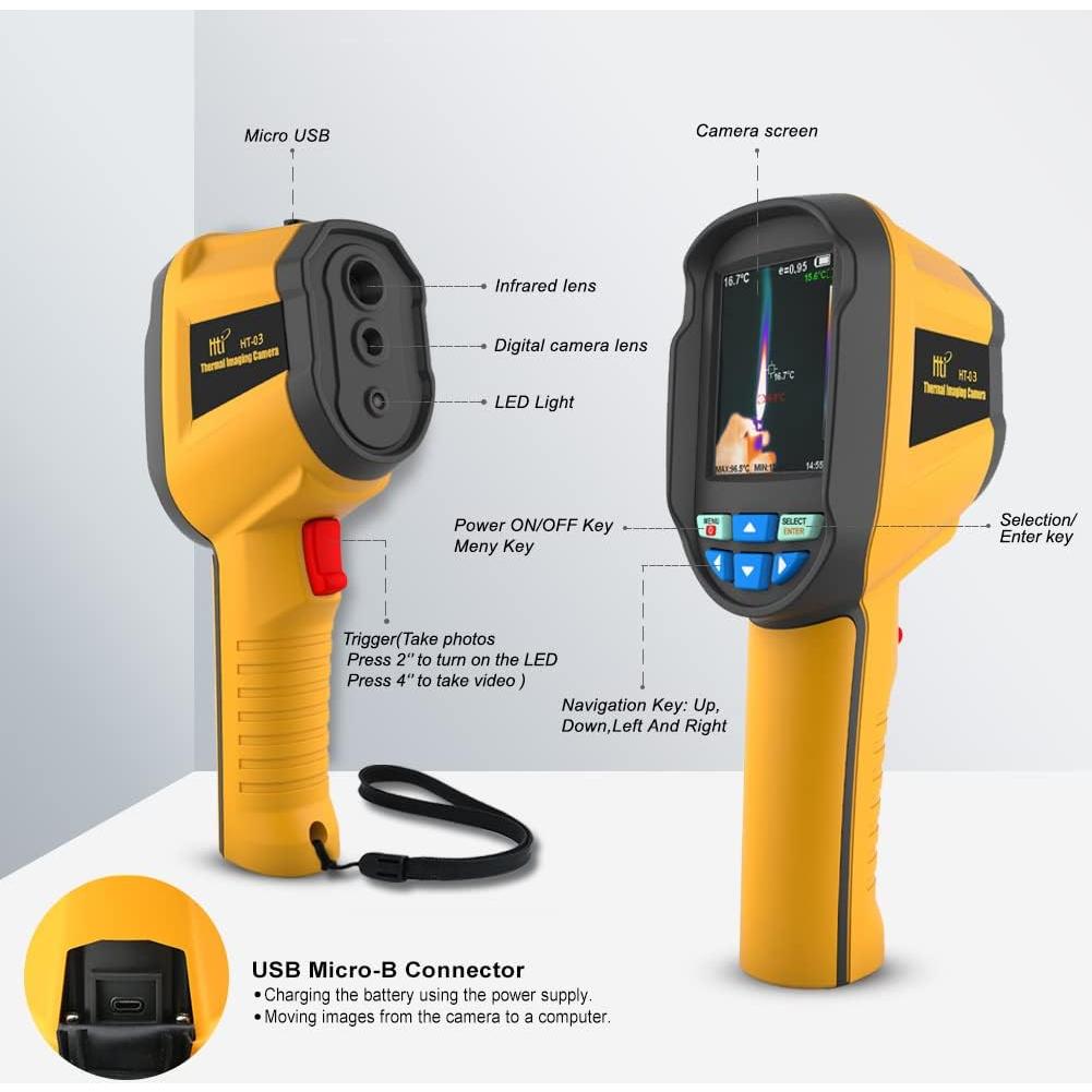 Cámara Termográfica Hti HT-03 Infrarroja Portátil 120x90