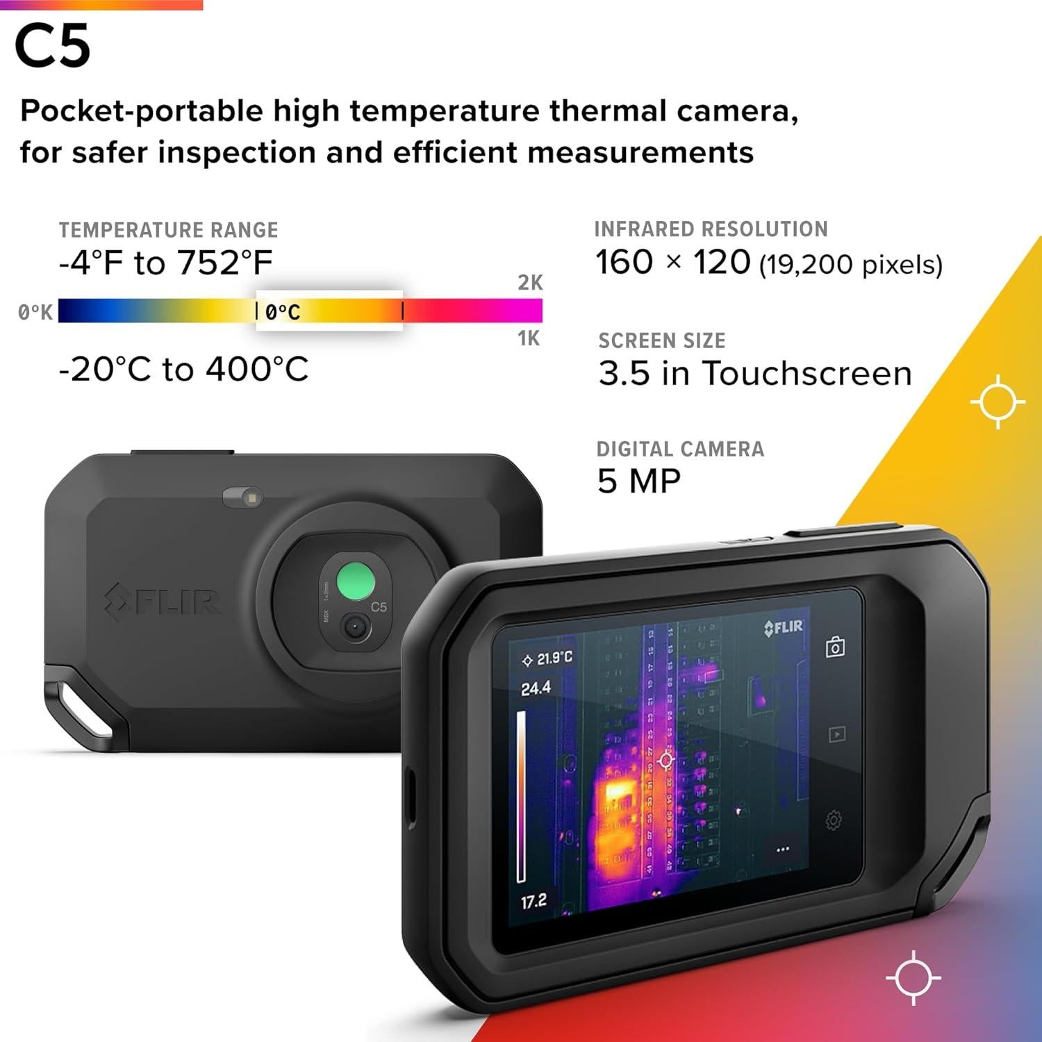 Cámara Térmica FLIR C5 Compacta con Wifi - Inspección 160x120