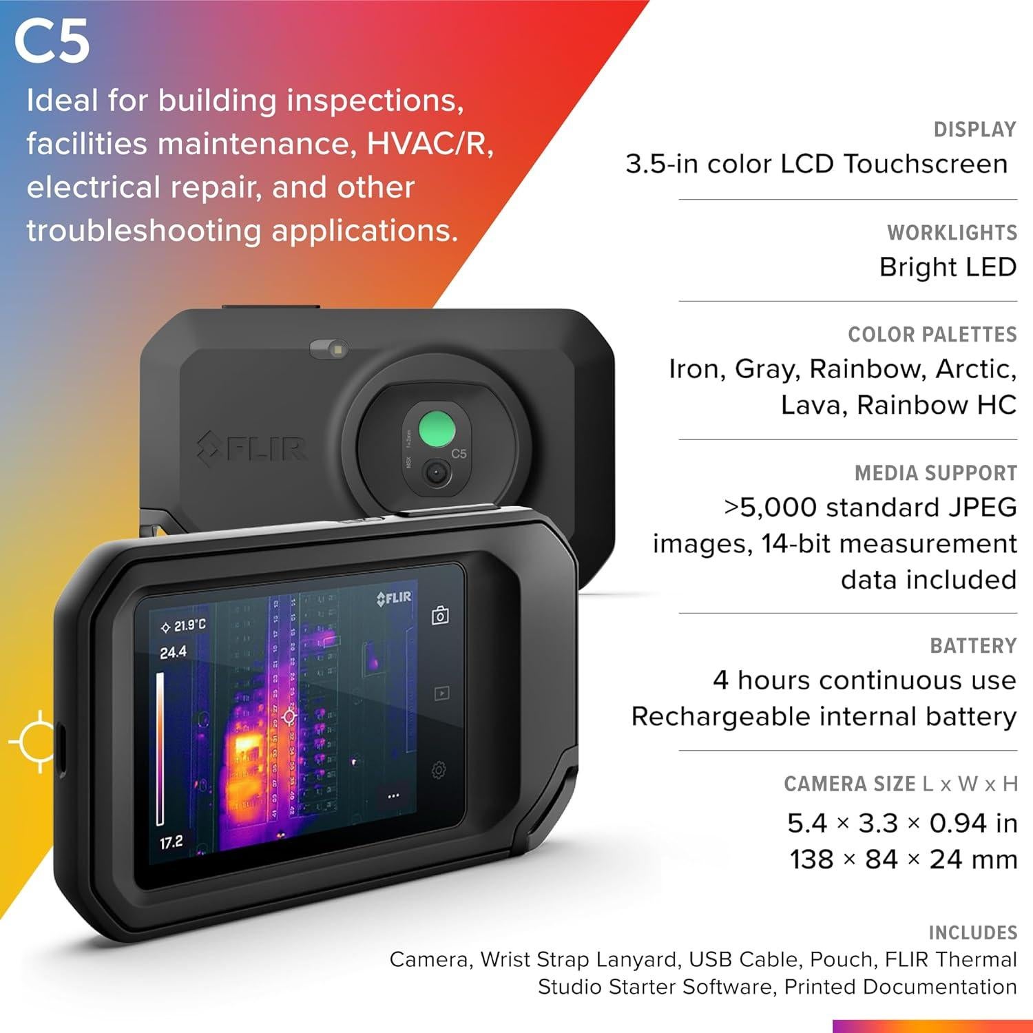 Cámara Térmica FLIR C5 Compacta con Wifi - Inspección 160x120