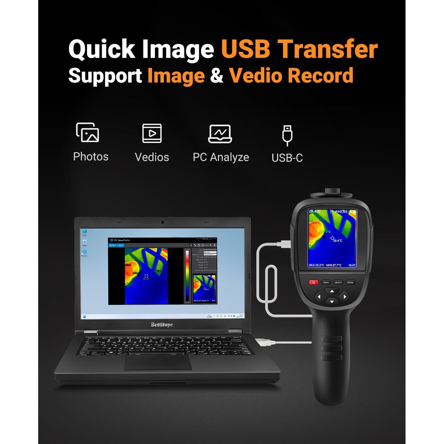 Cámara Térmica BETTITOPE BET500 Infrarroja 256x192 -20 a 550°C