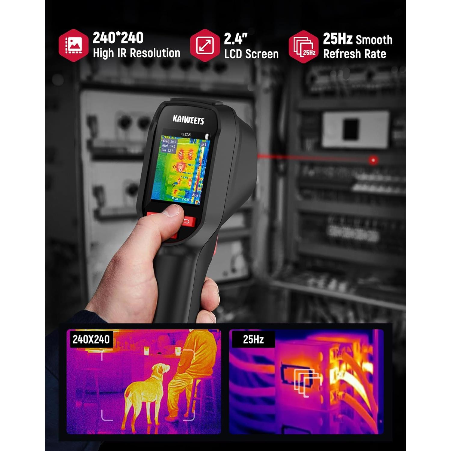 Cámara Térmica KAIWEETS KTI-200, 240x240 IR, -20°C a 550°C
