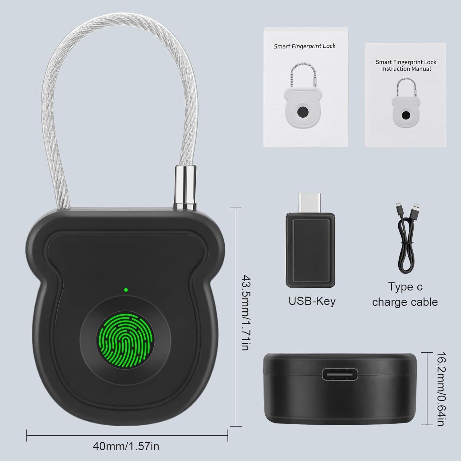 Candado Biométrico MYPIN de Huella Dactilar Recargable USB