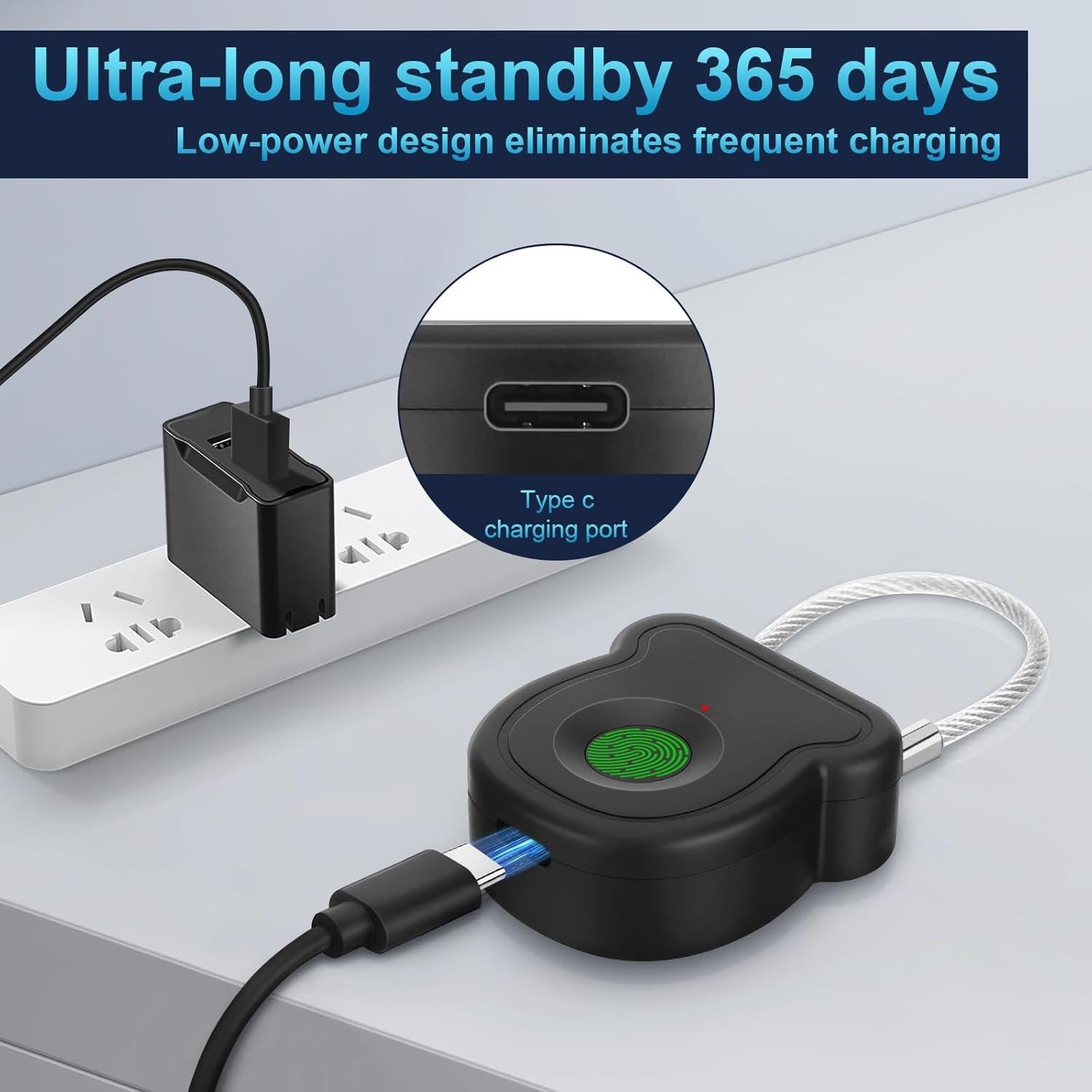 Candado Biométrico MYPIN de Huella Dactilar Recargable USB