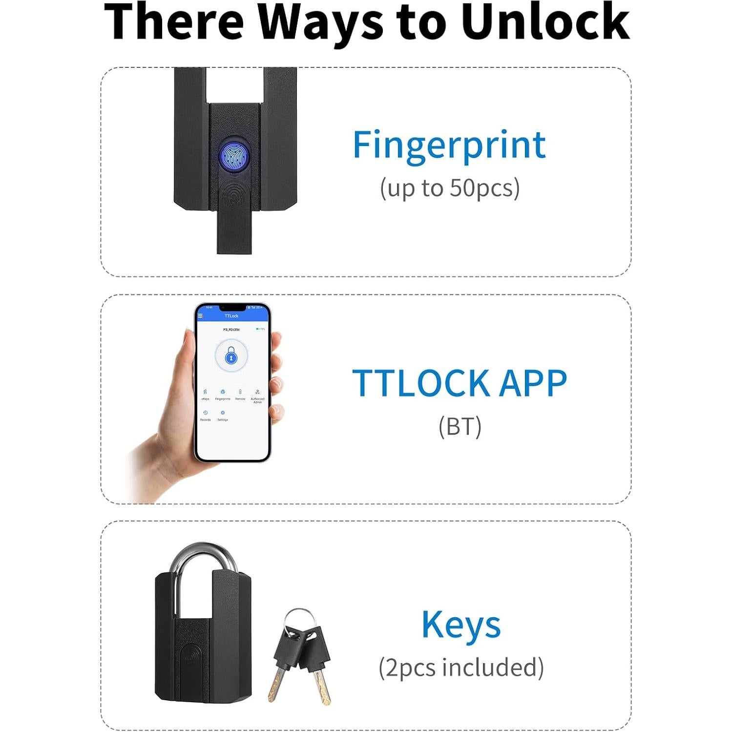 Candado Inteligente de Huella Dactilar Karlak 10mm Impermeable