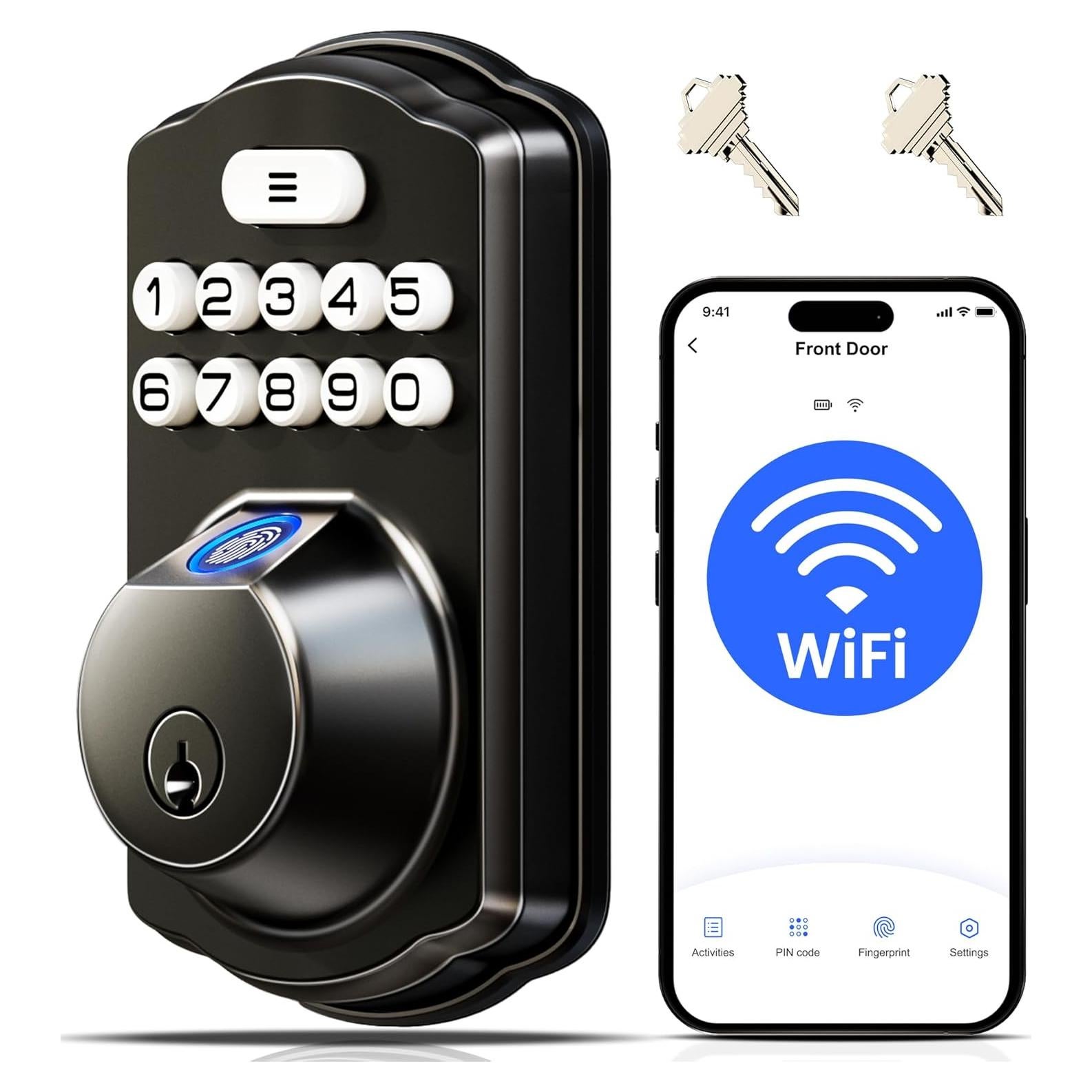 Cerradura Inteligente Veise VE012W WiFi, Teclado y Huella Dactilar