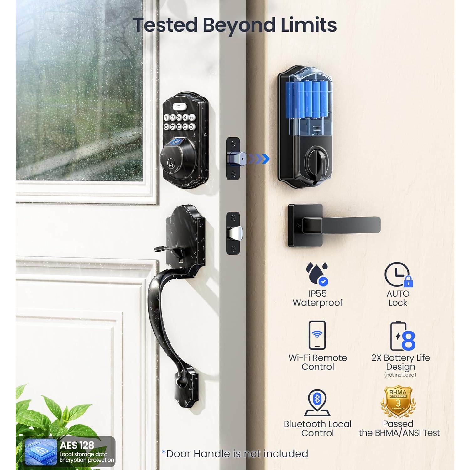 Cerradura Inteligente Veise VE012W WiFi, Teclado y Huella Dactilar