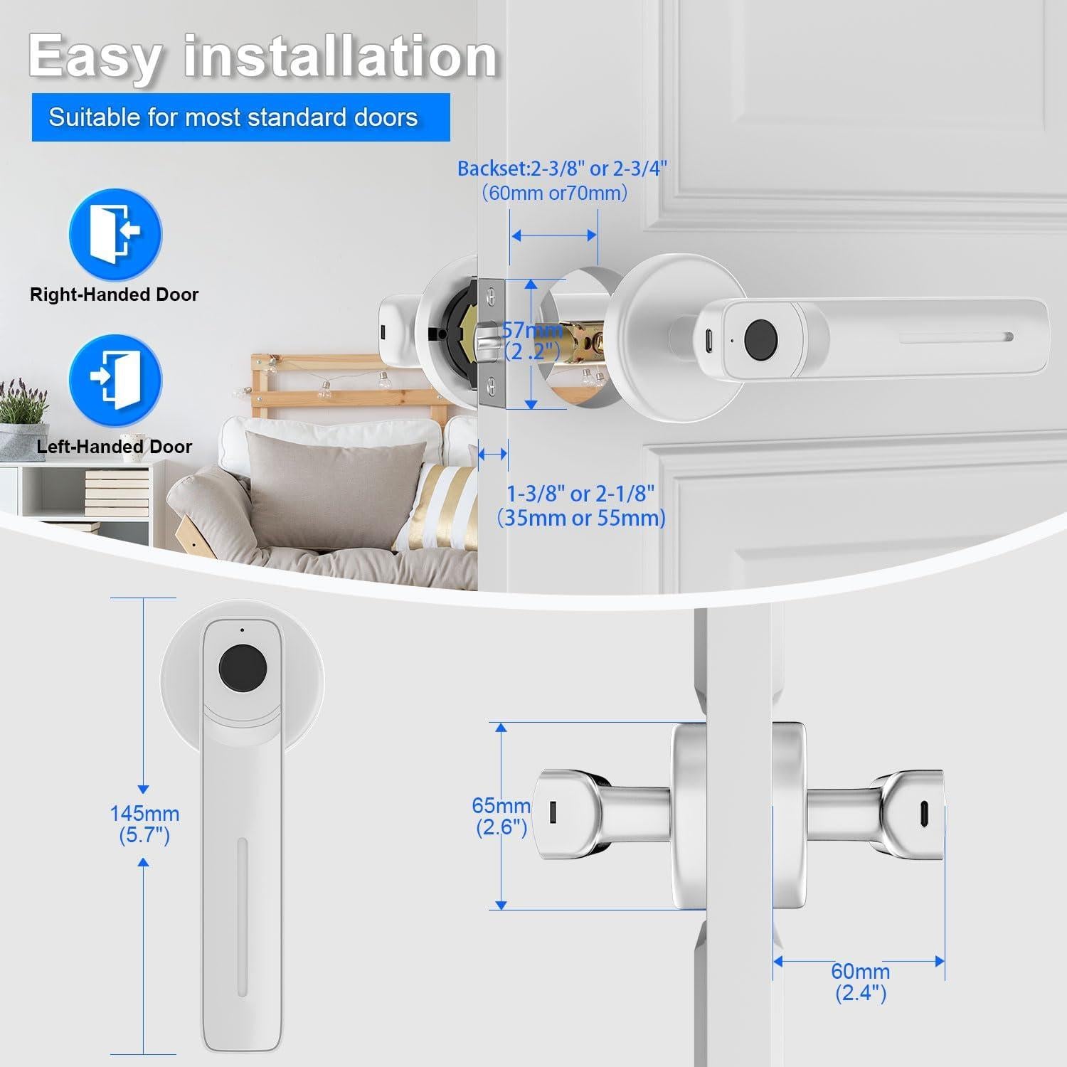 Cerradura Biométrica IKOED TY140 Plata con App y Huella Dactilar