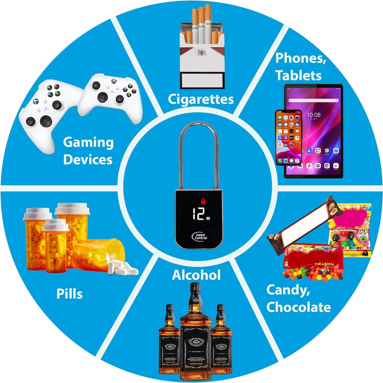 Candado Temporizador Control de Hábitos Metal Plateado 150g