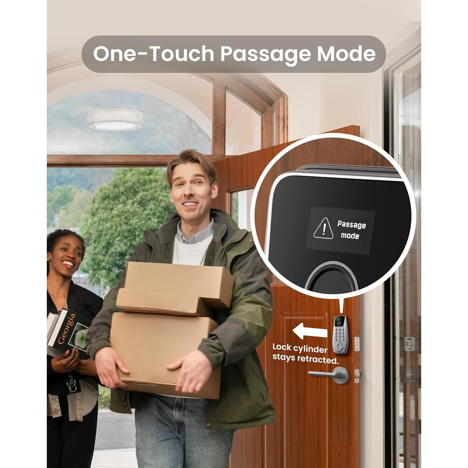 Cerradura inteligente DESLOC C110 con pantalla y huella dactilar