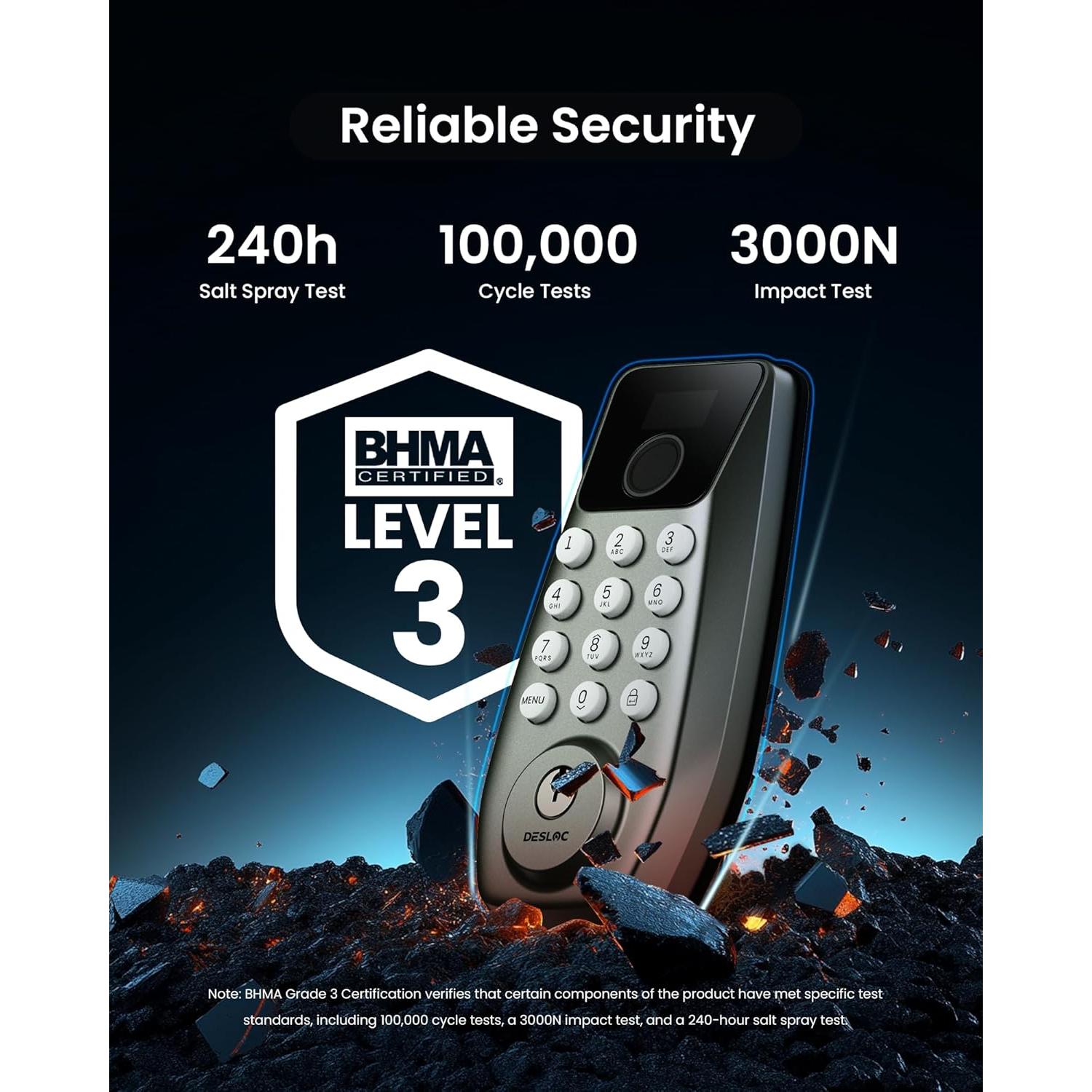 Cerradura inteligente DESLOC C110 con pantalla y huella dactilar