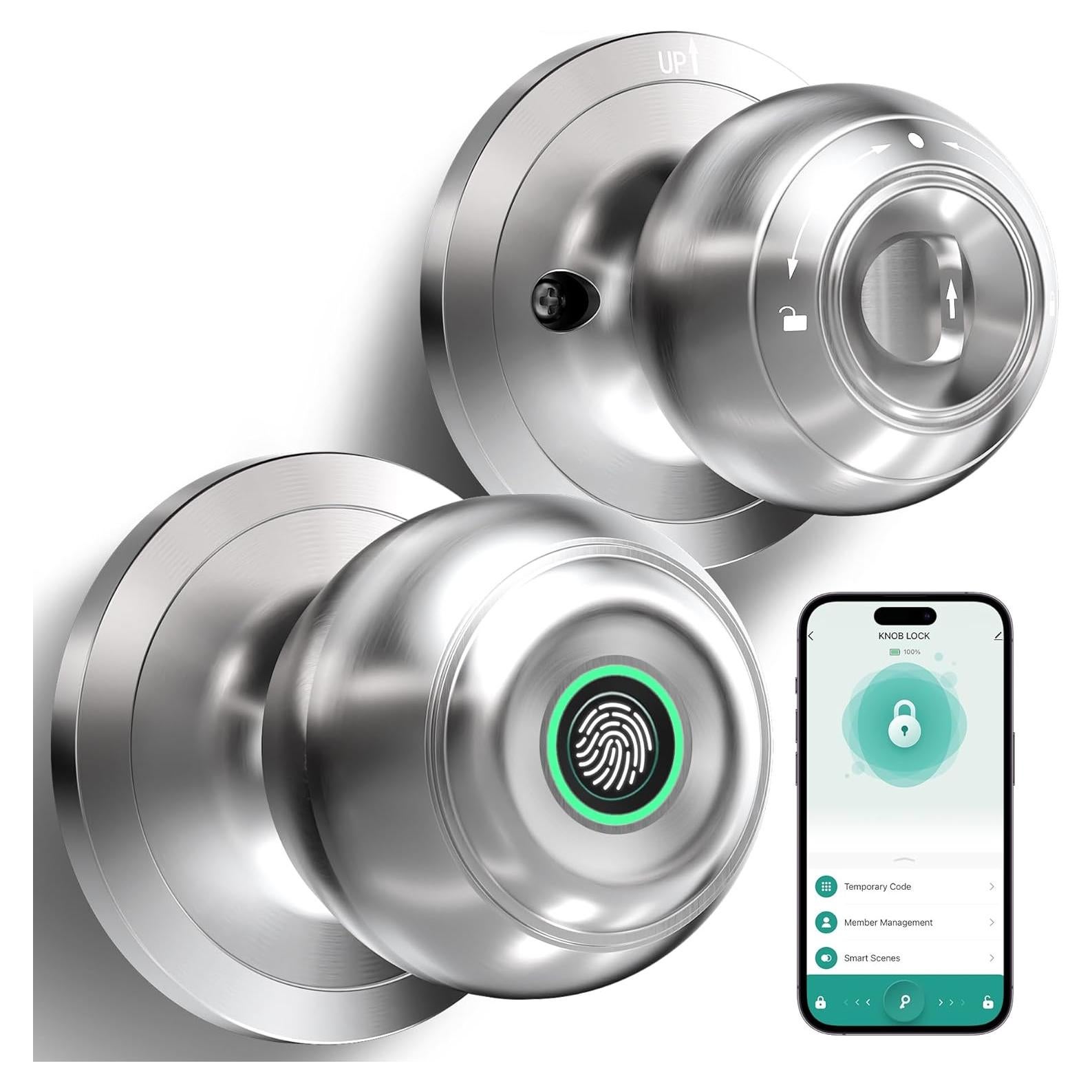 Cerradura Inteligente KLLOQUE con Huella Dactilar y APP - Níquel Satinado