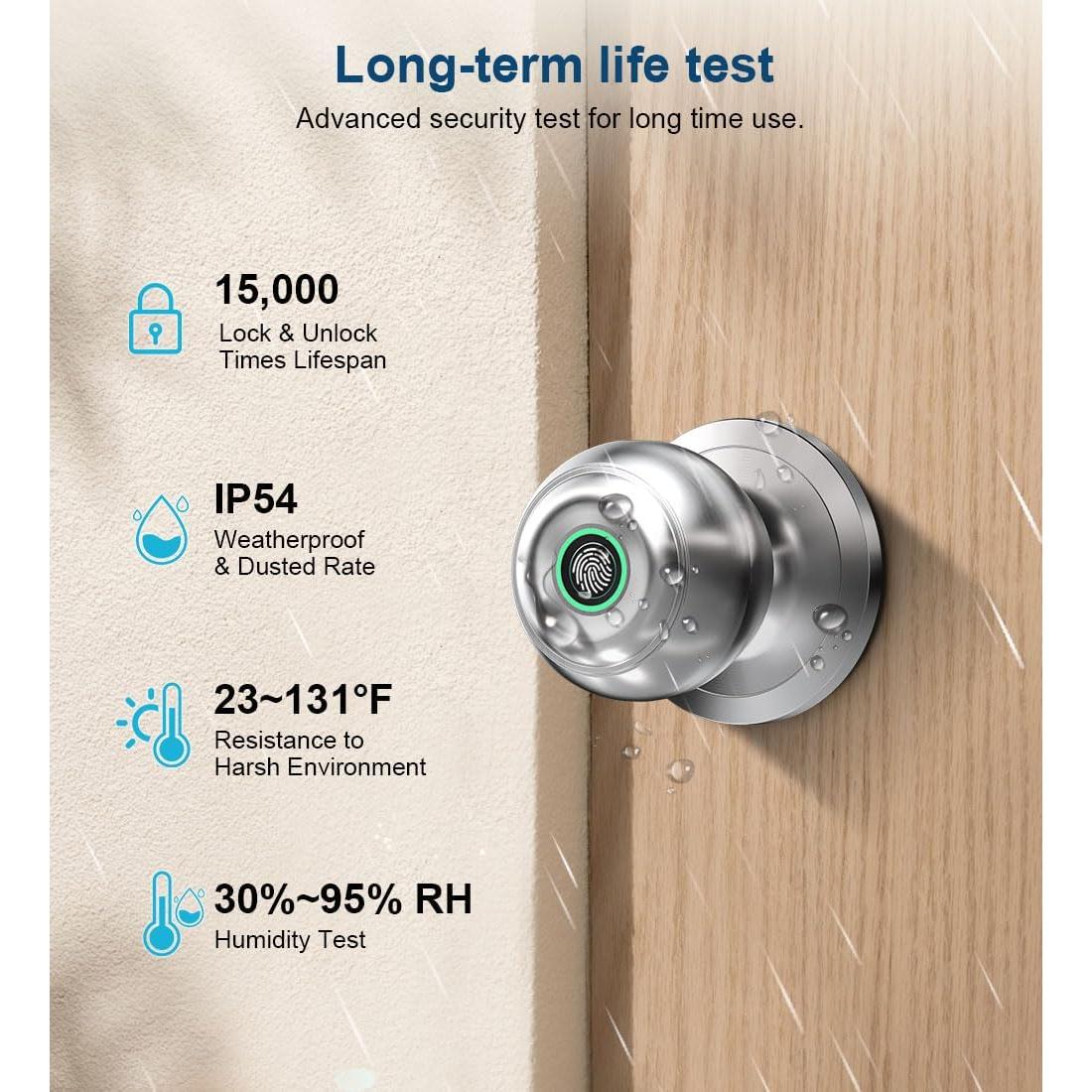Cerradura Inteligente KLLOQUE con Huella Dactilar y APP - Níquel Satinado