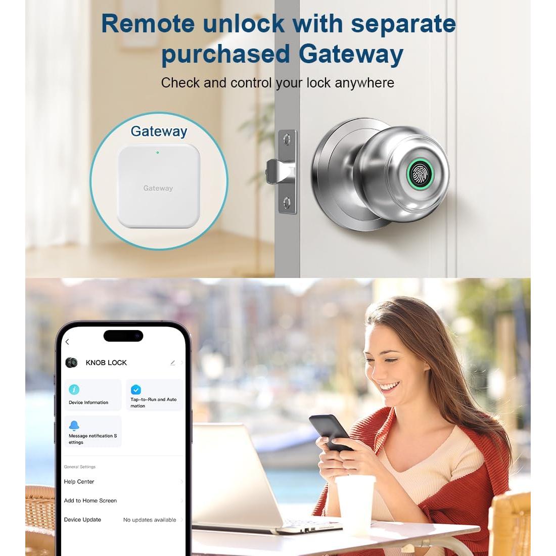 Cerradura Inteligente KLLOQUE con Huella Dactilar y APP - Níquel Satinado