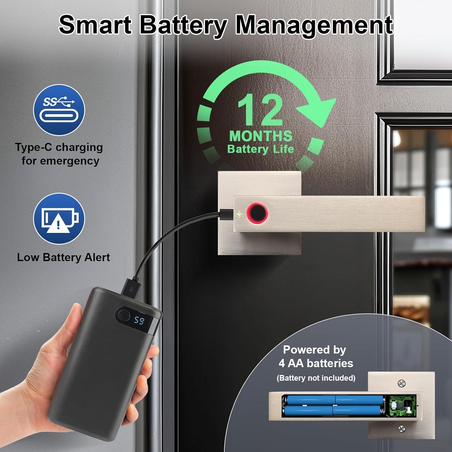 Cerradura Inteligente KNOBWELL con Huella Dactilar y App - Plata