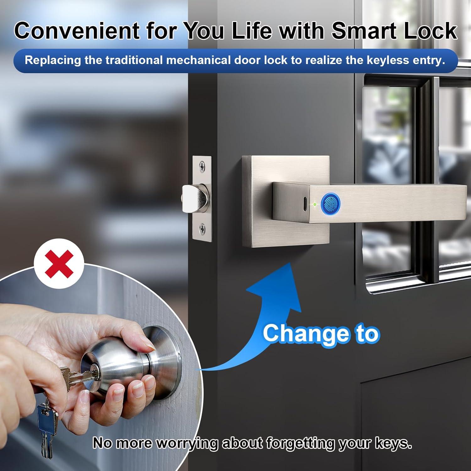 Cerradura Inteligente KNOBWELL con Huella Dactilar y App - Plata