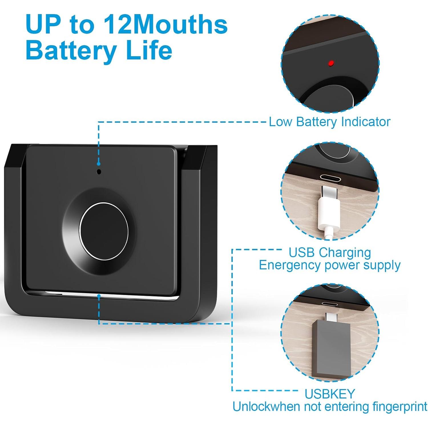 Cerradura Biométrica de Gabinete LLtronation F053, Negra, Impermeable