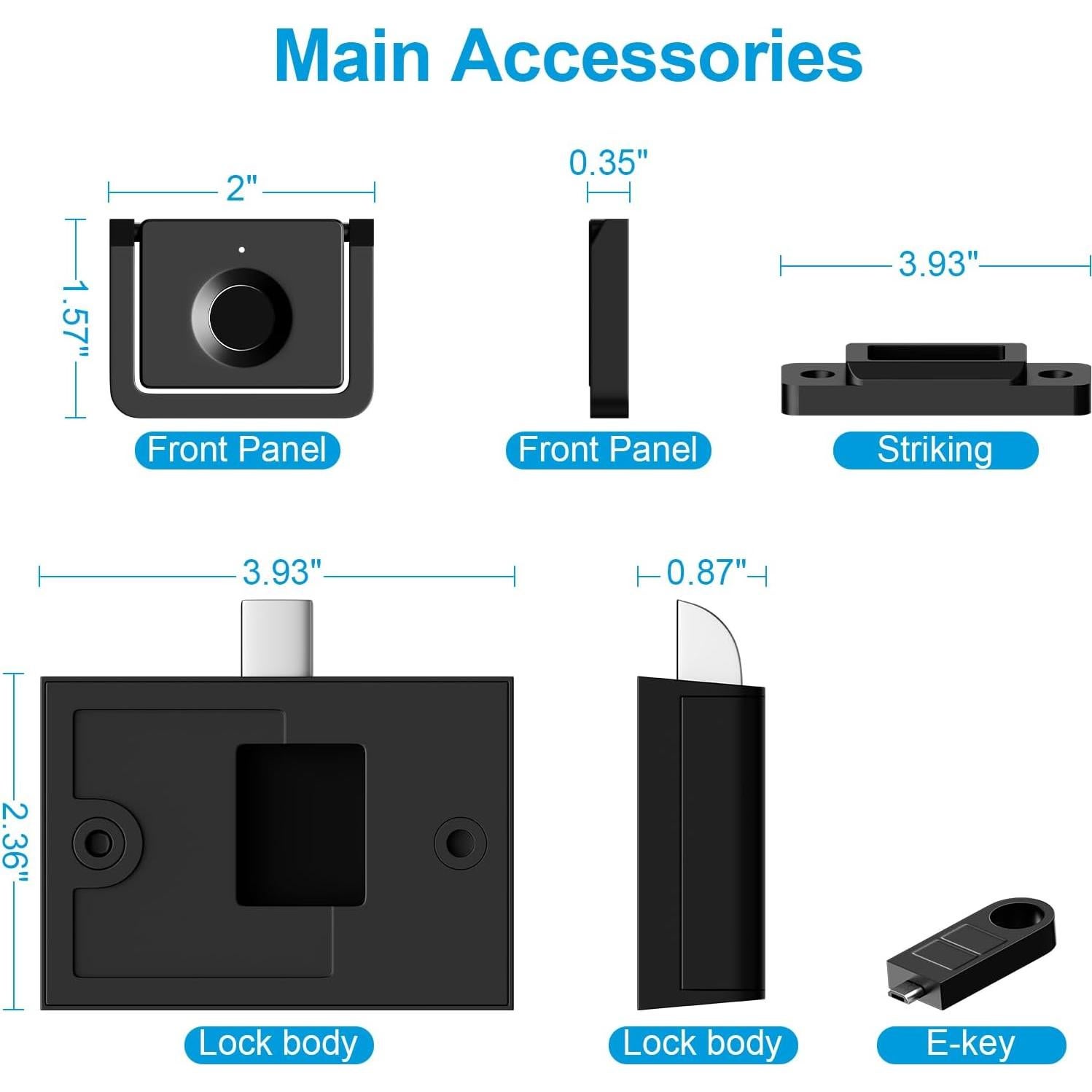 Cerradura Biométrica de Gabinete LLtronation F053, Negra, Impermeable