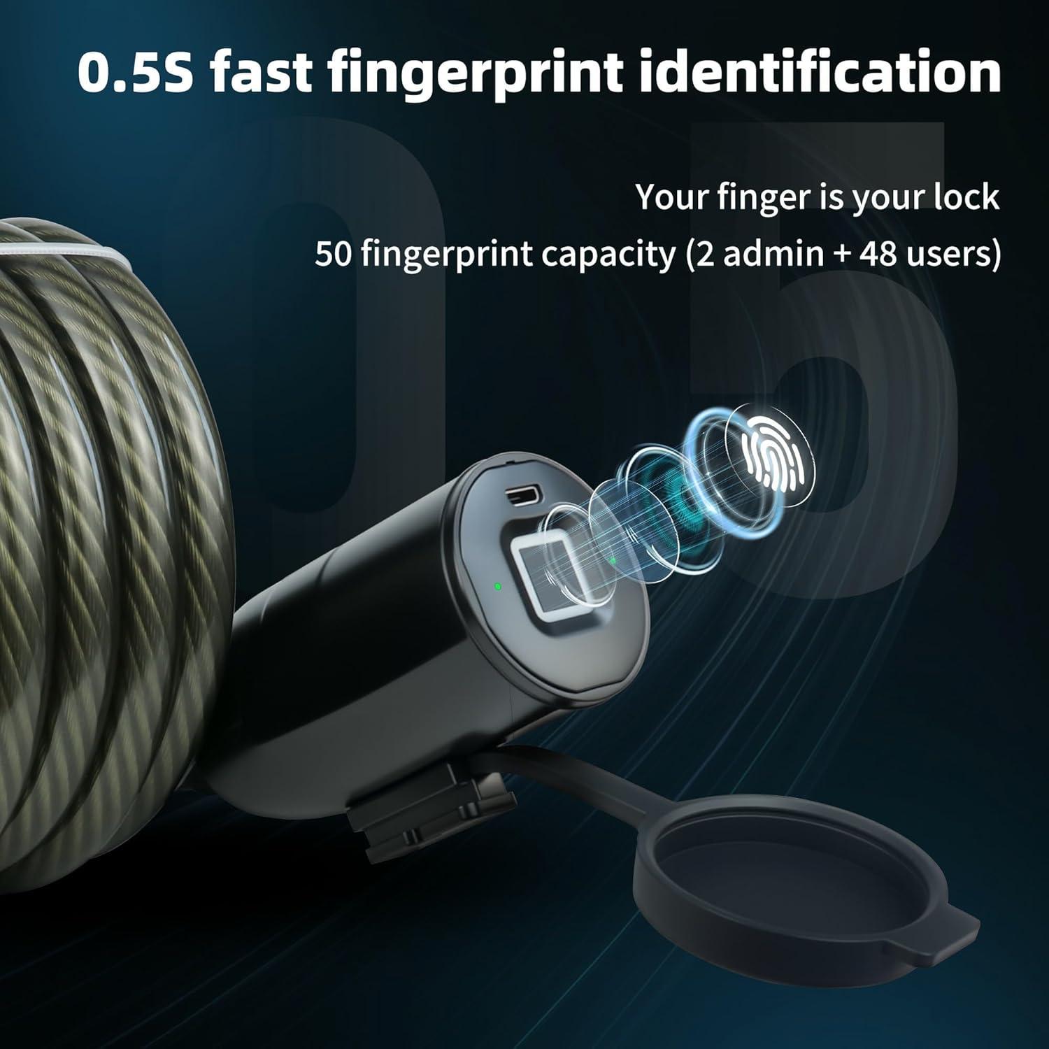 Candado de Bicicleta KENRONE Huella Dactilar 1.5m Antirrobo