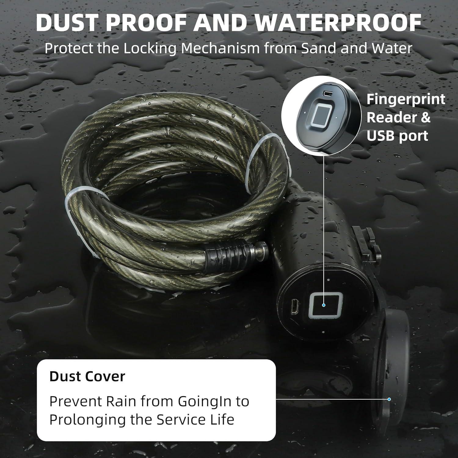 Candado de Bicicleta KENRONE Huella Dactilar 1.5m Antirrobo