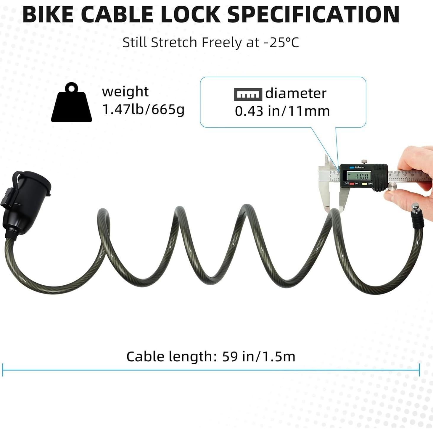 Candado de Bicicleta KENRONE Huella Dactilar 1.5m Antirrobo