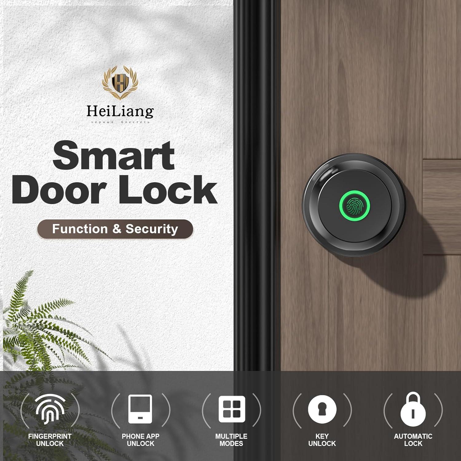 Cerradura Biométrica HEI LIANG con Huella Dactilar y App - Negro