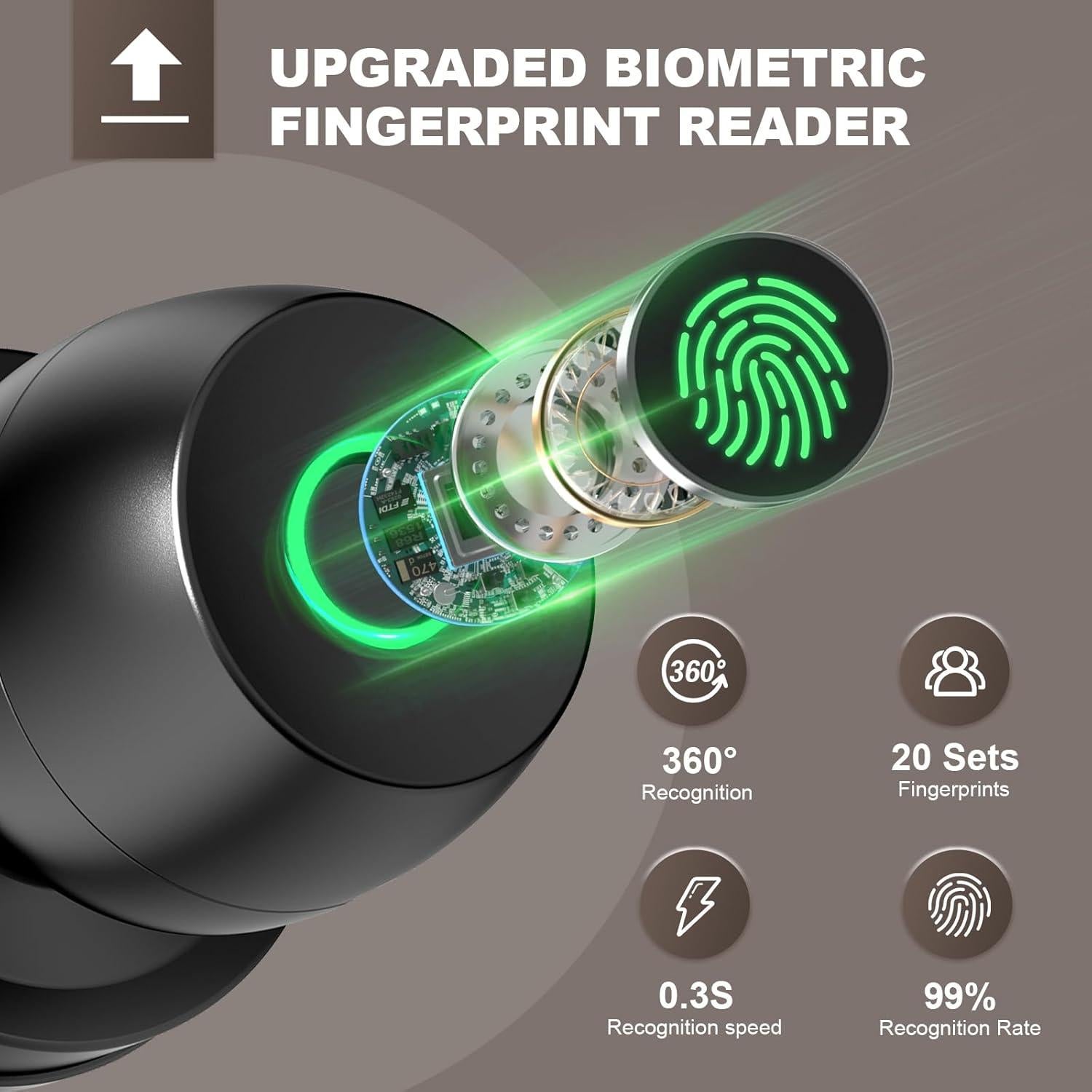 Cerradura Biométrica HEI LIANG con Huella Dactilar y App - Negro