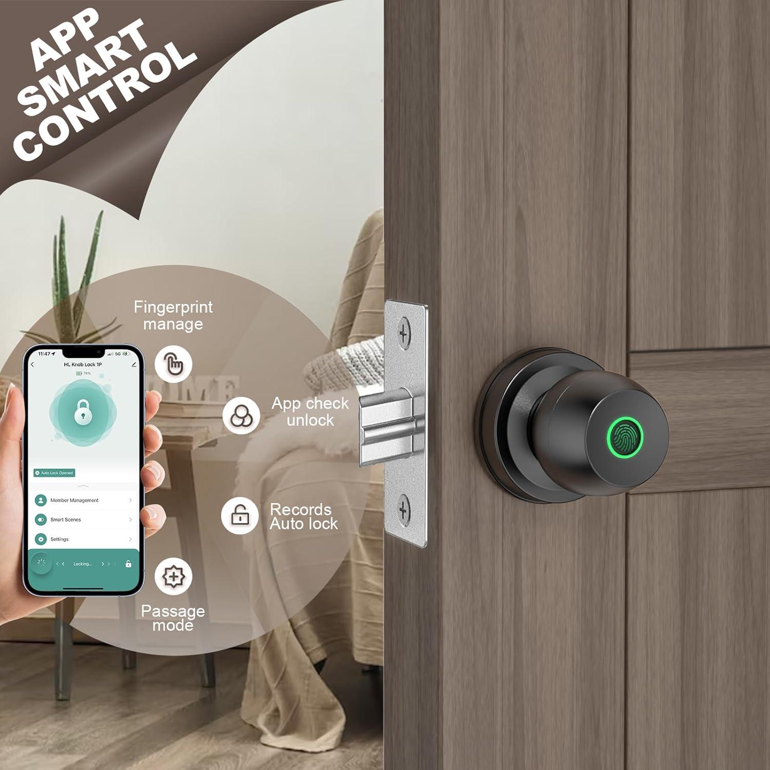 Cerradura Biométrica HEI LIANG con Huella Dactilar y App - Negro