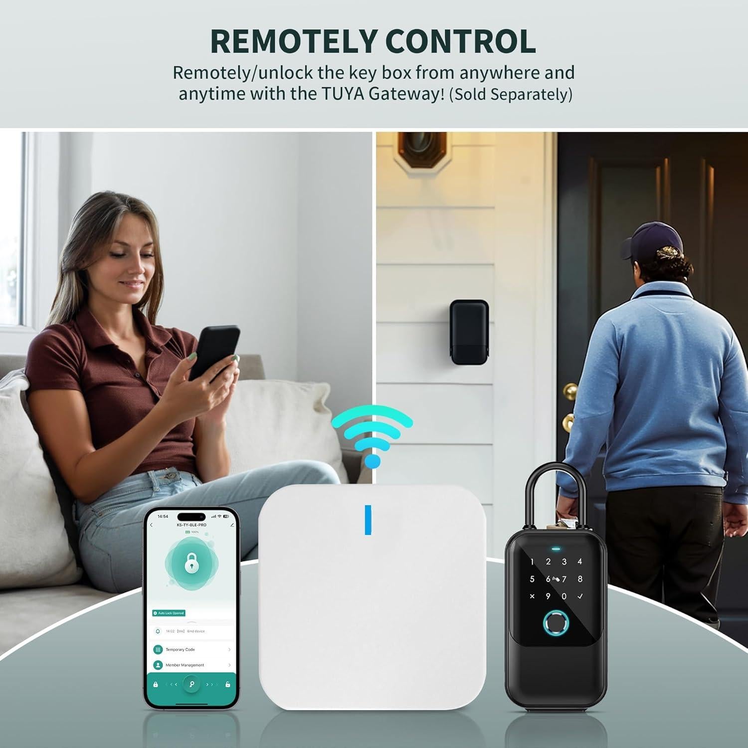 Caja de Llaves Inteligente Moquin con Bluetooth y 5 Métodos de Desbloqueo