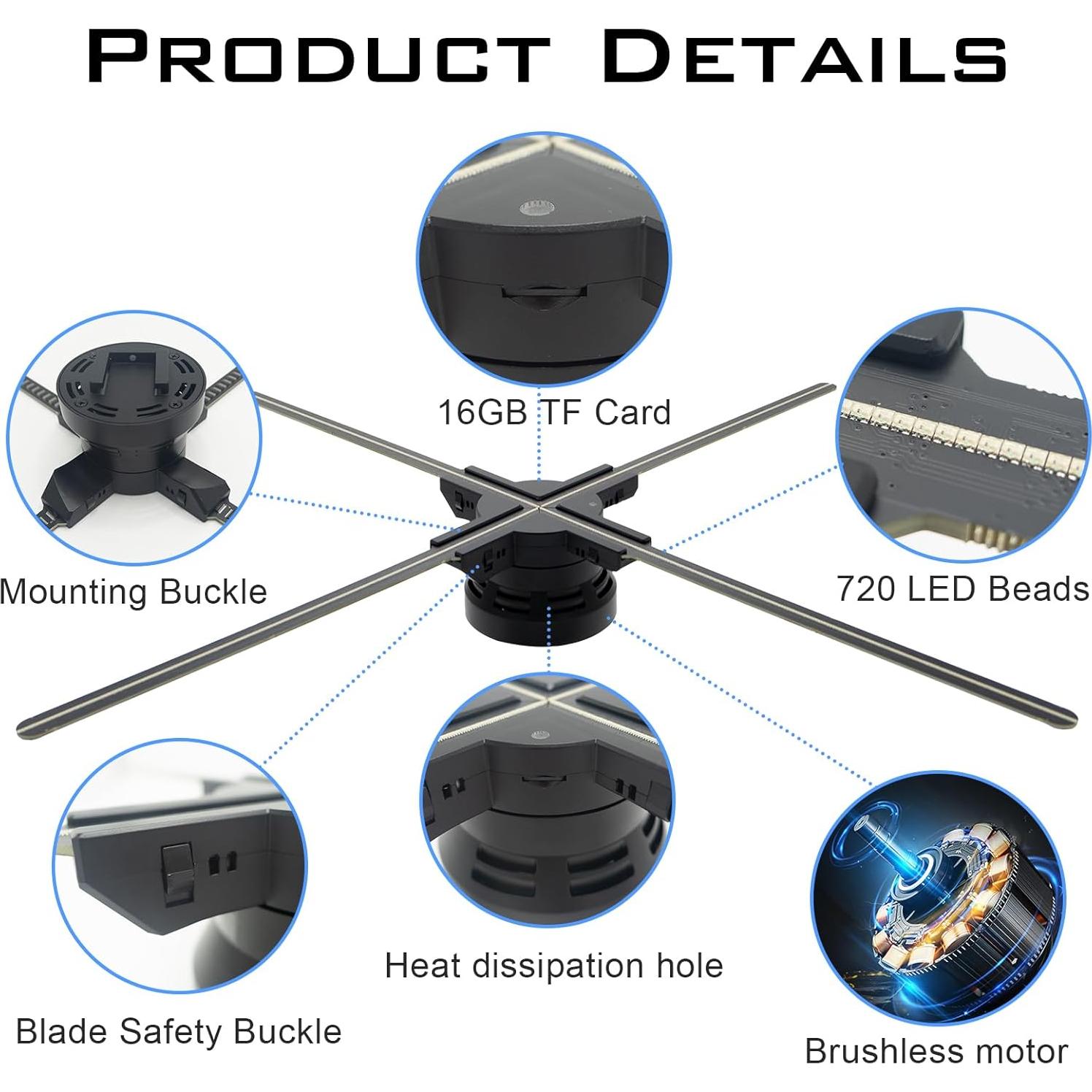 Ventilador Holográfico 3D HoloSpin F60 60 cm WiFi Bluetooth