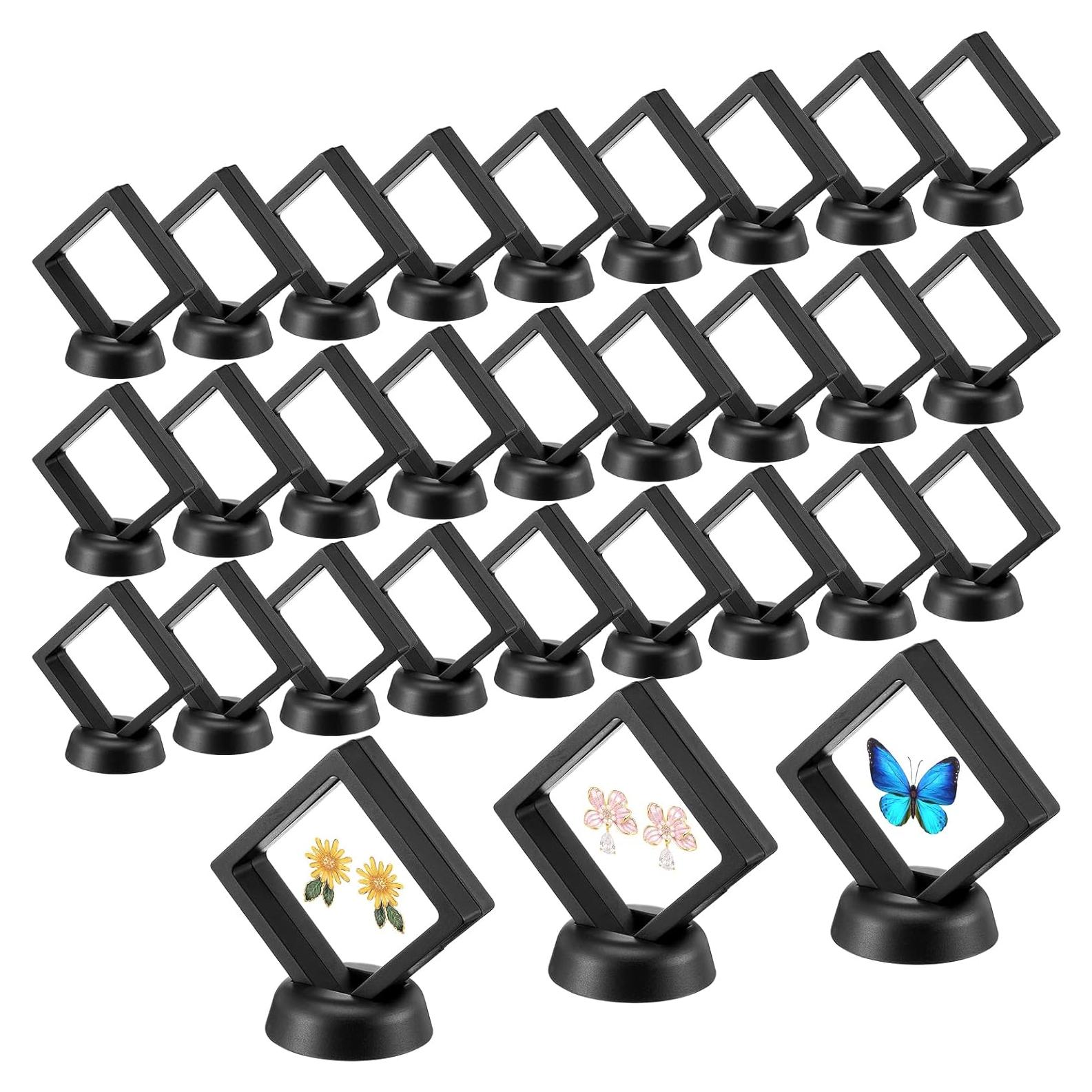 30 Estuches de Exhibición Flotante 3D HOFURME 6.9x6.9cm Negro