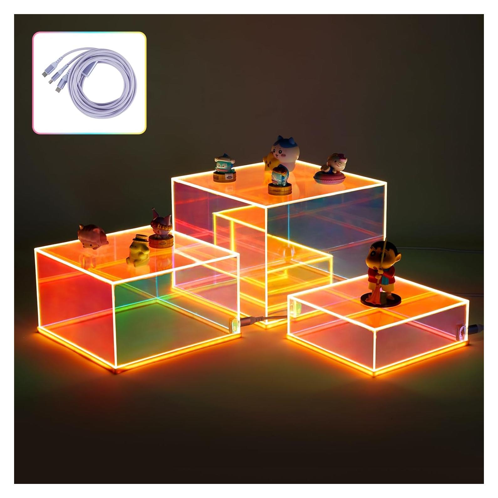 Juego de 3 Soportes Acrílicos con Luz LED Jolboldy